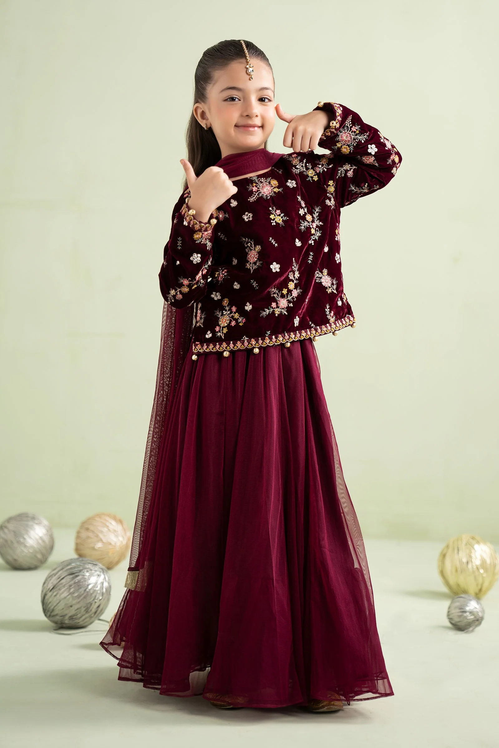 3 Piece Embroidered Velvet Suit