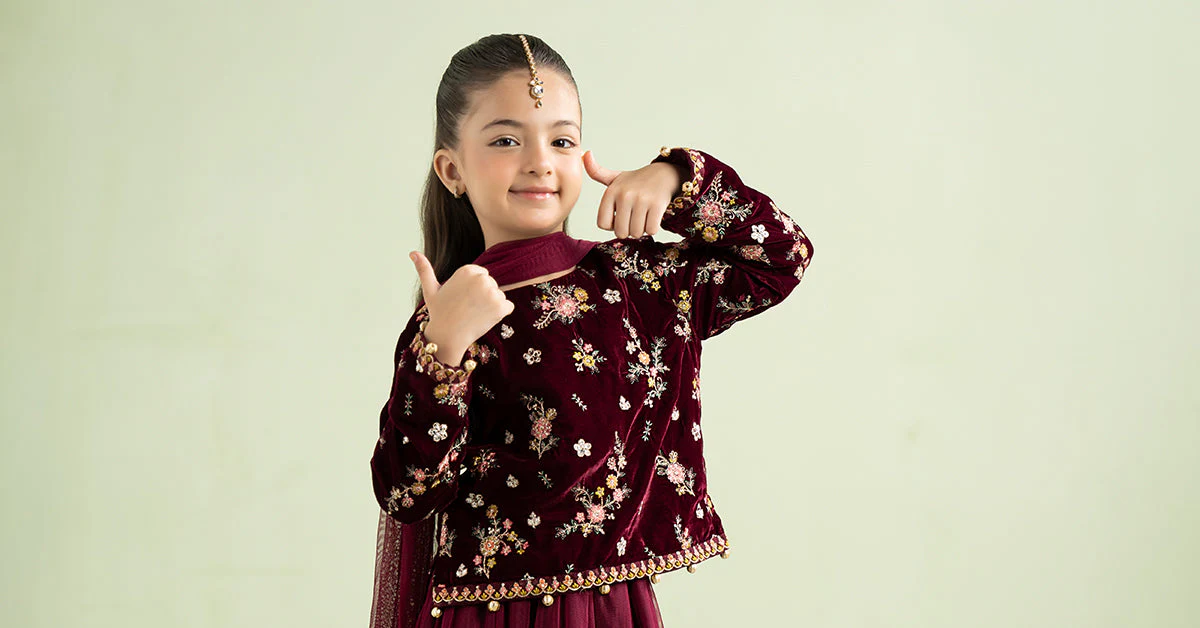 3 Piece Embroidered Velvet Suit - Image 6