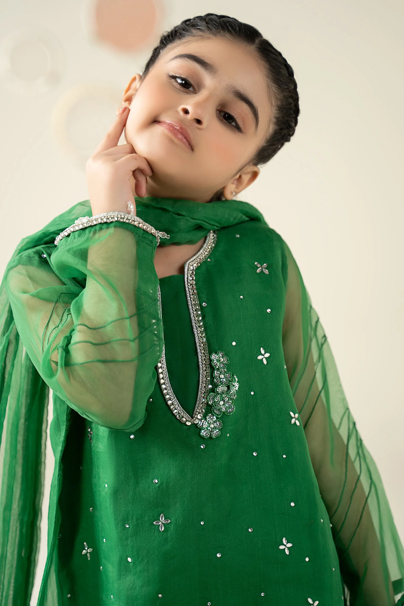 3 Piece Embellished Organza Suit - Image 3
