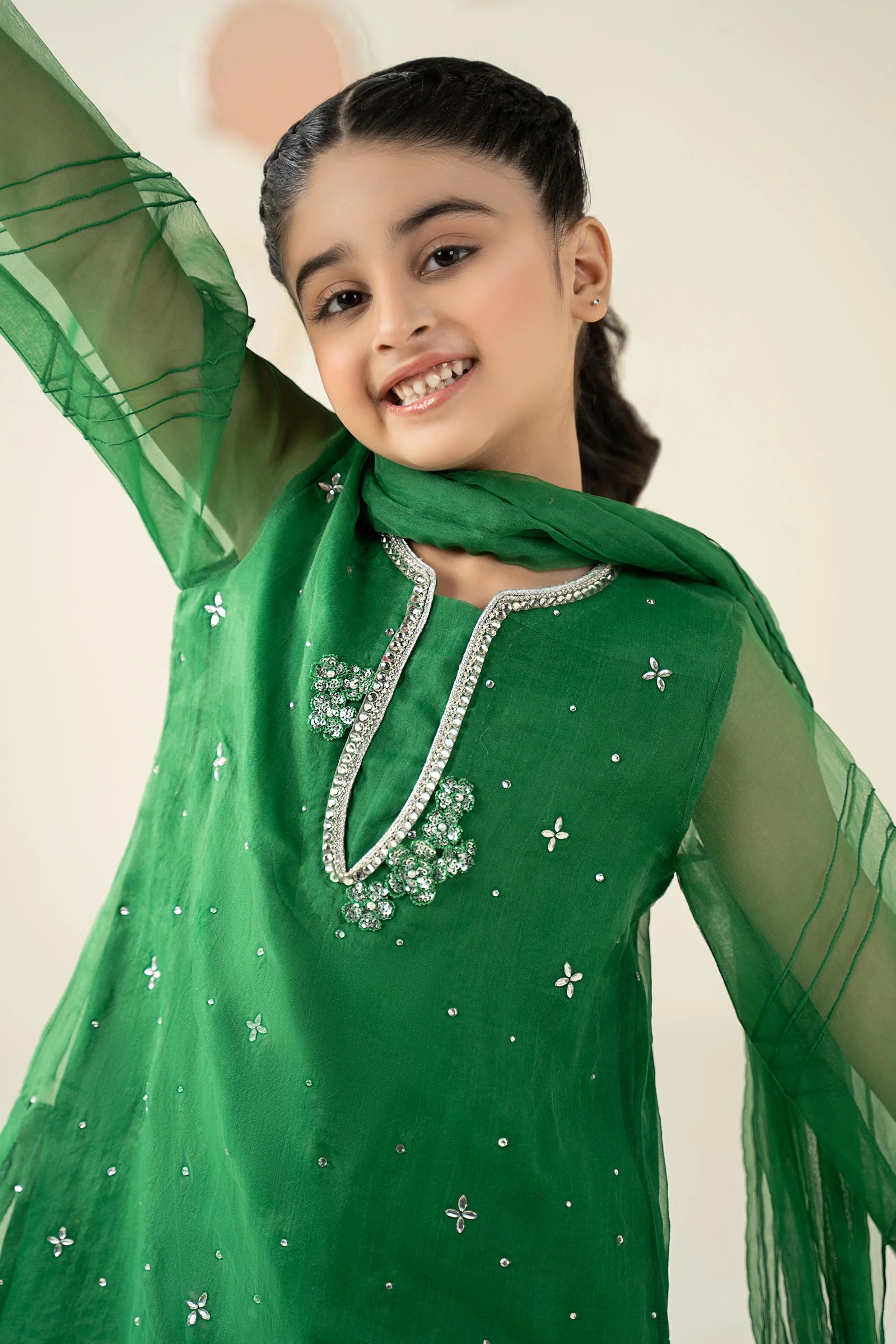 3 Piece Embellished Organza Suit - Image 5
