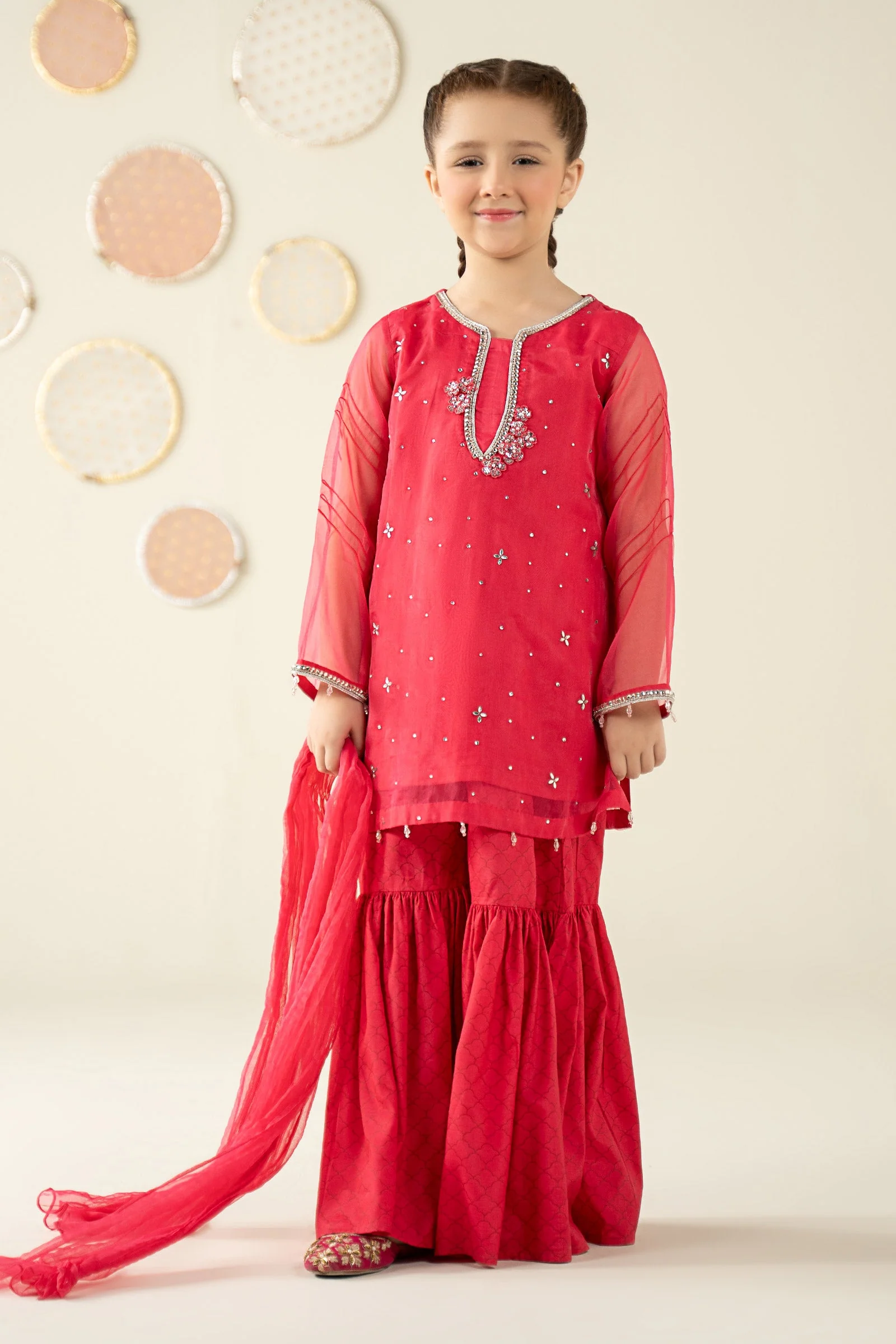3 Piece Embellished Organza Suit