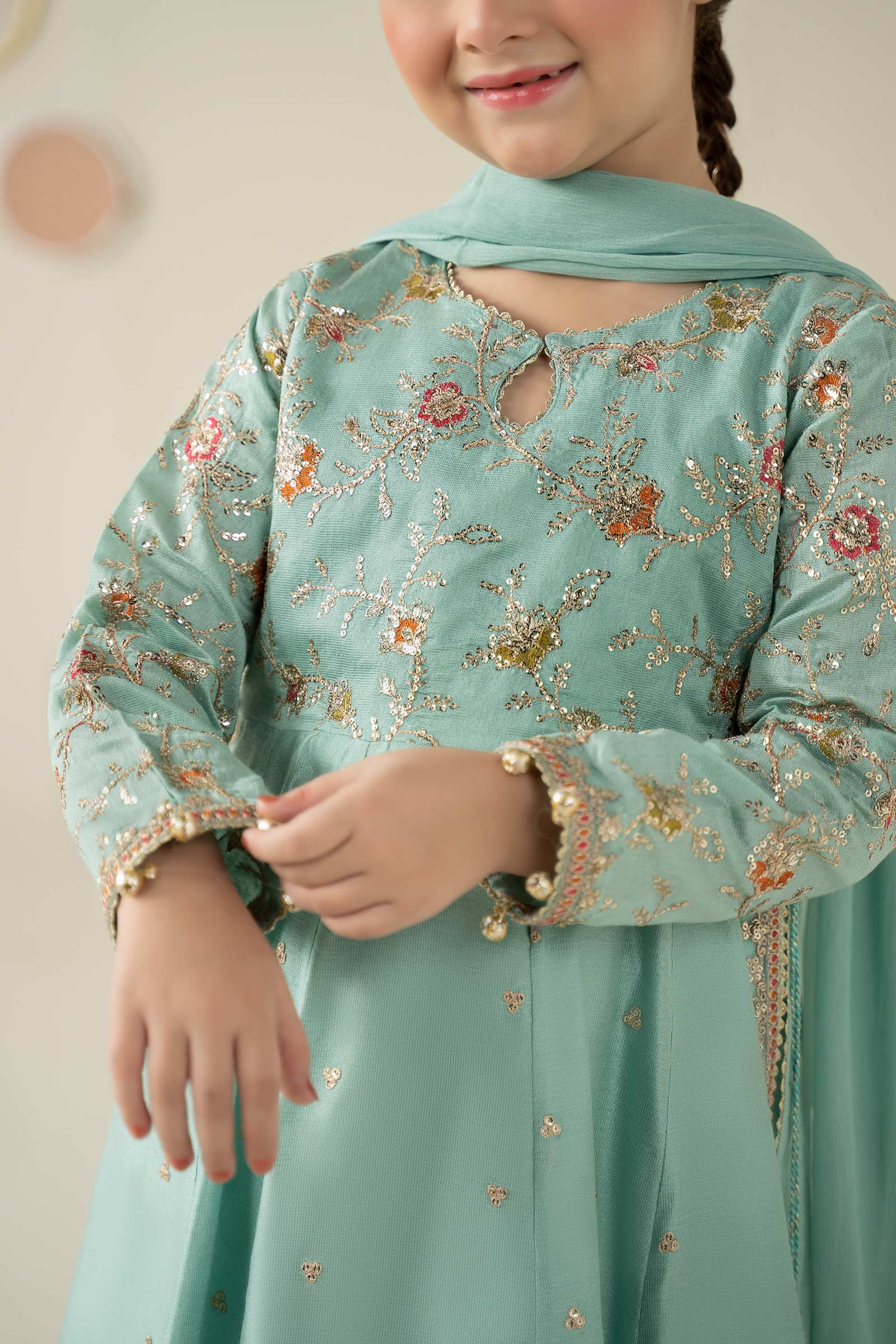 3 Piece Embroidered Cotton Silk Suit - Image 3