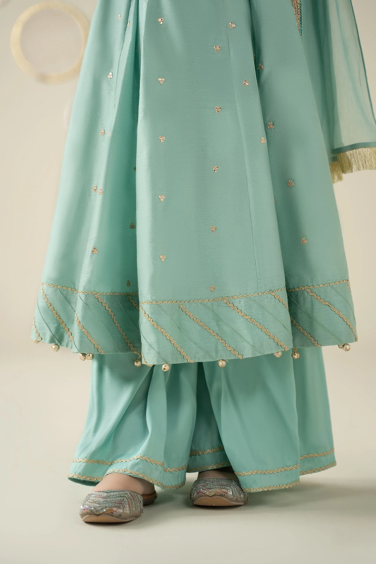 3 Piece Embroidered Cotton Silk Suit - Image 4