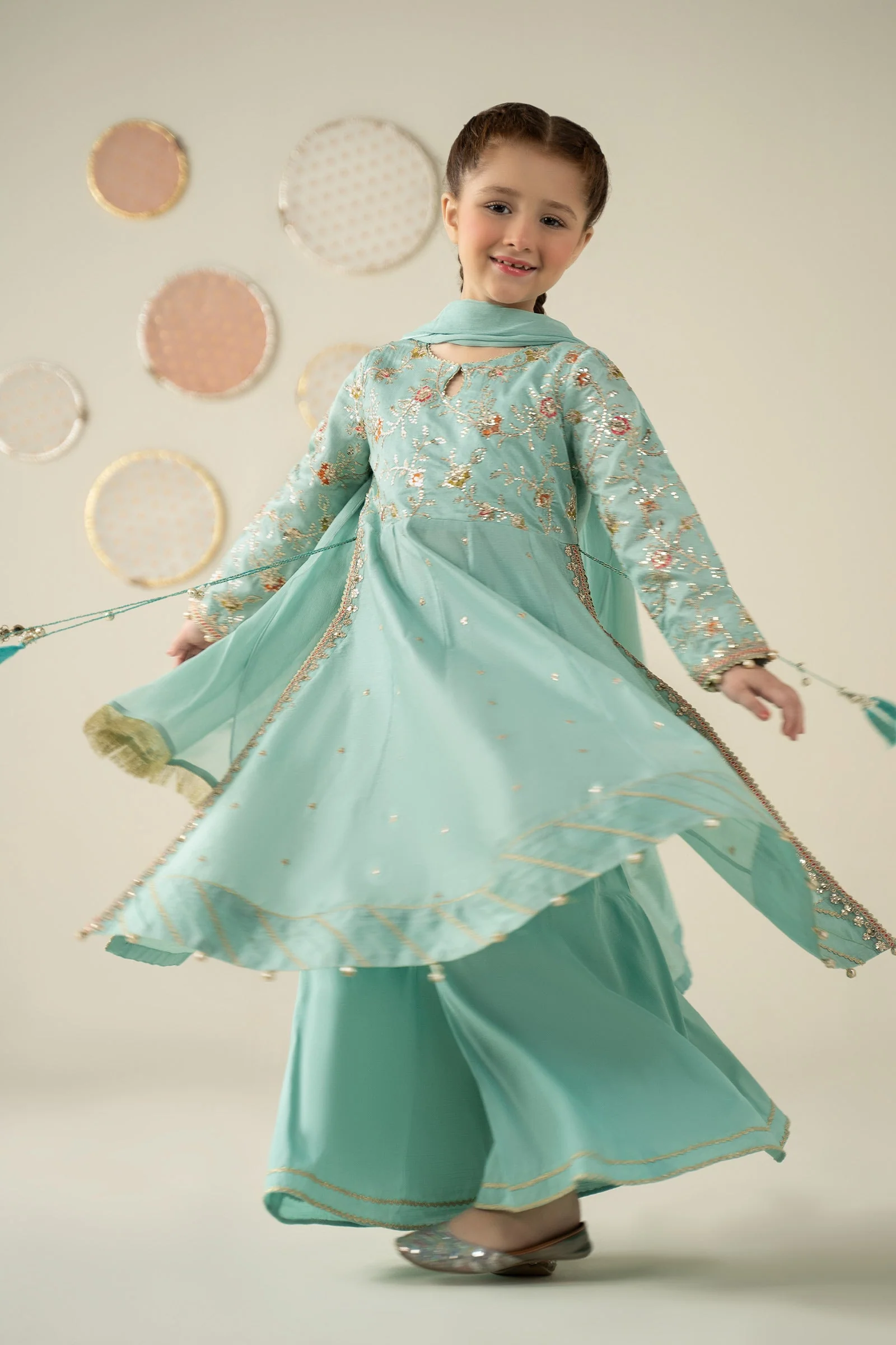 3 Piece Embroidered Cotton Silk Suit - Image 5