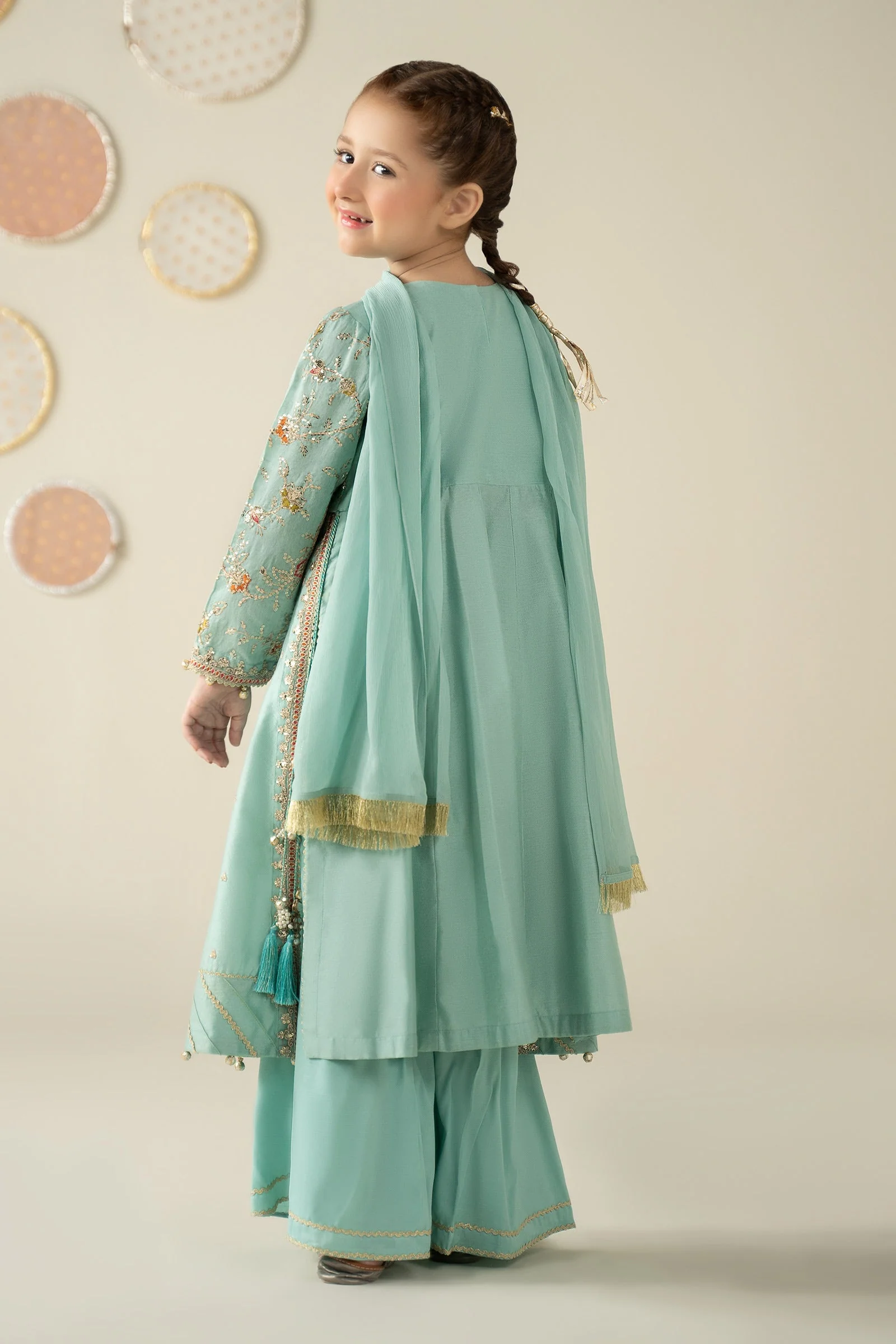 3 Piece Embroidered Cotton Silk Suit - Image 7