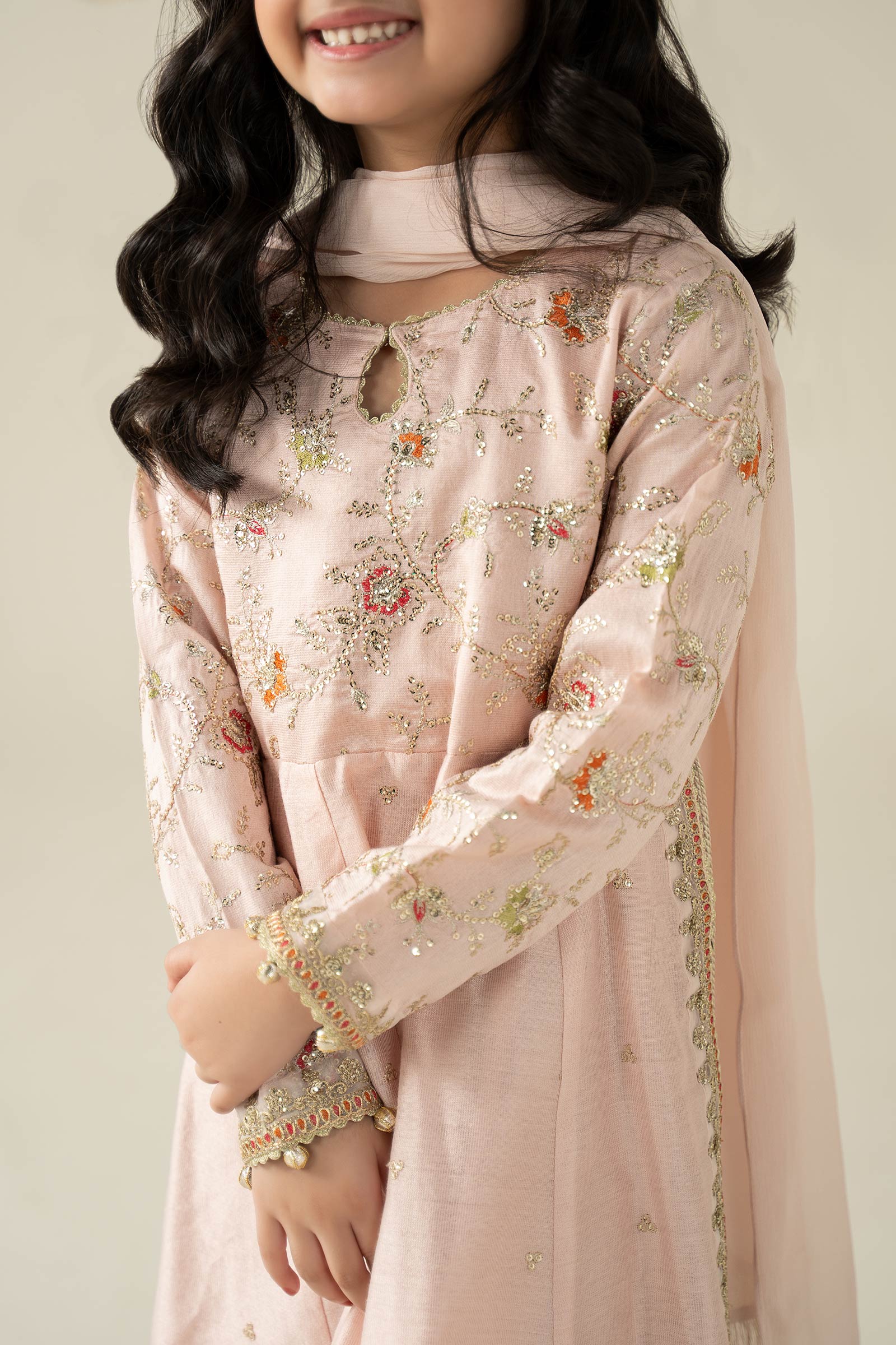 3 Piece Embroidered Cotton Silk Suit - Image 4