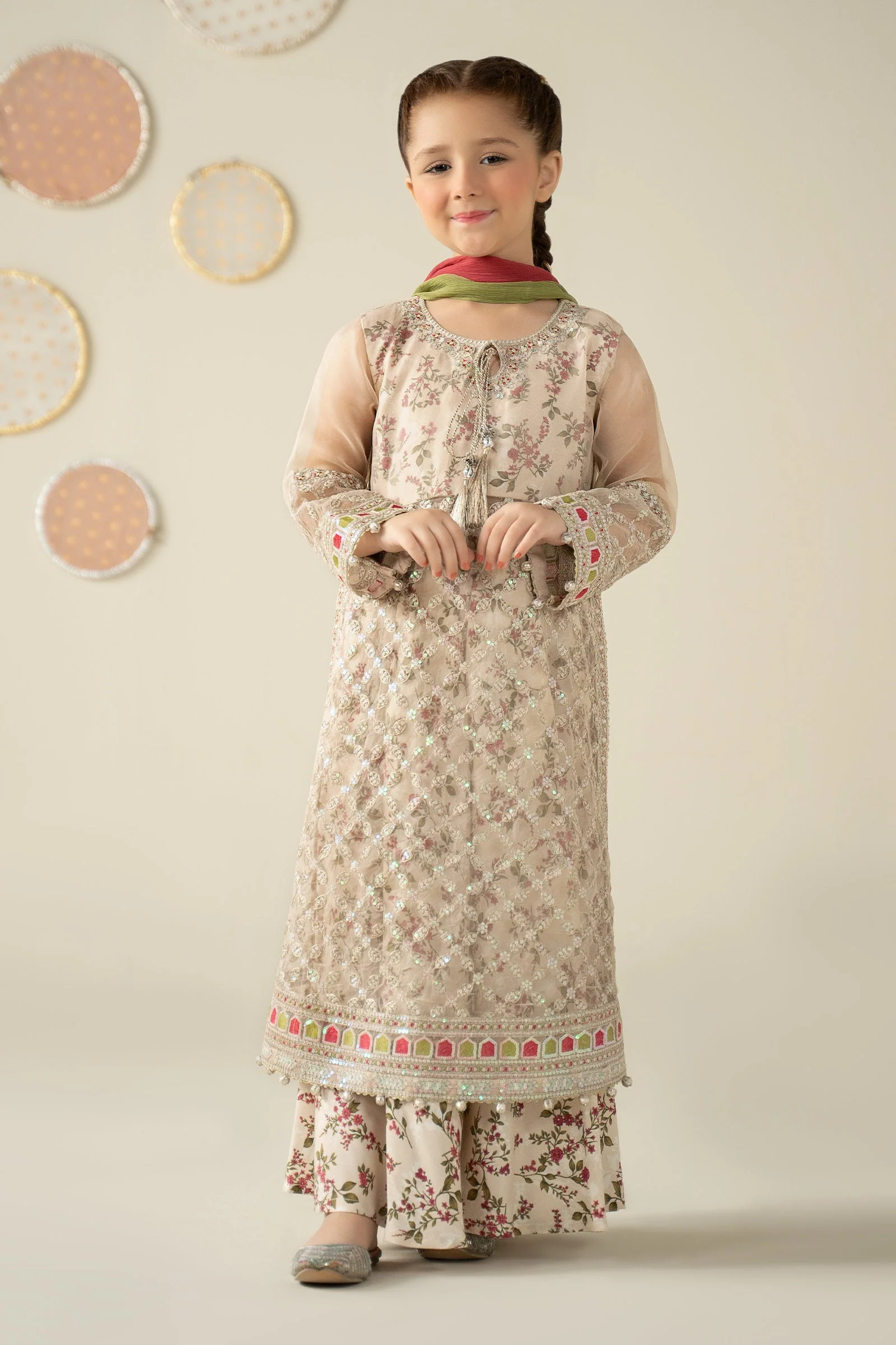 3 Piece Embroidered Organza Suit