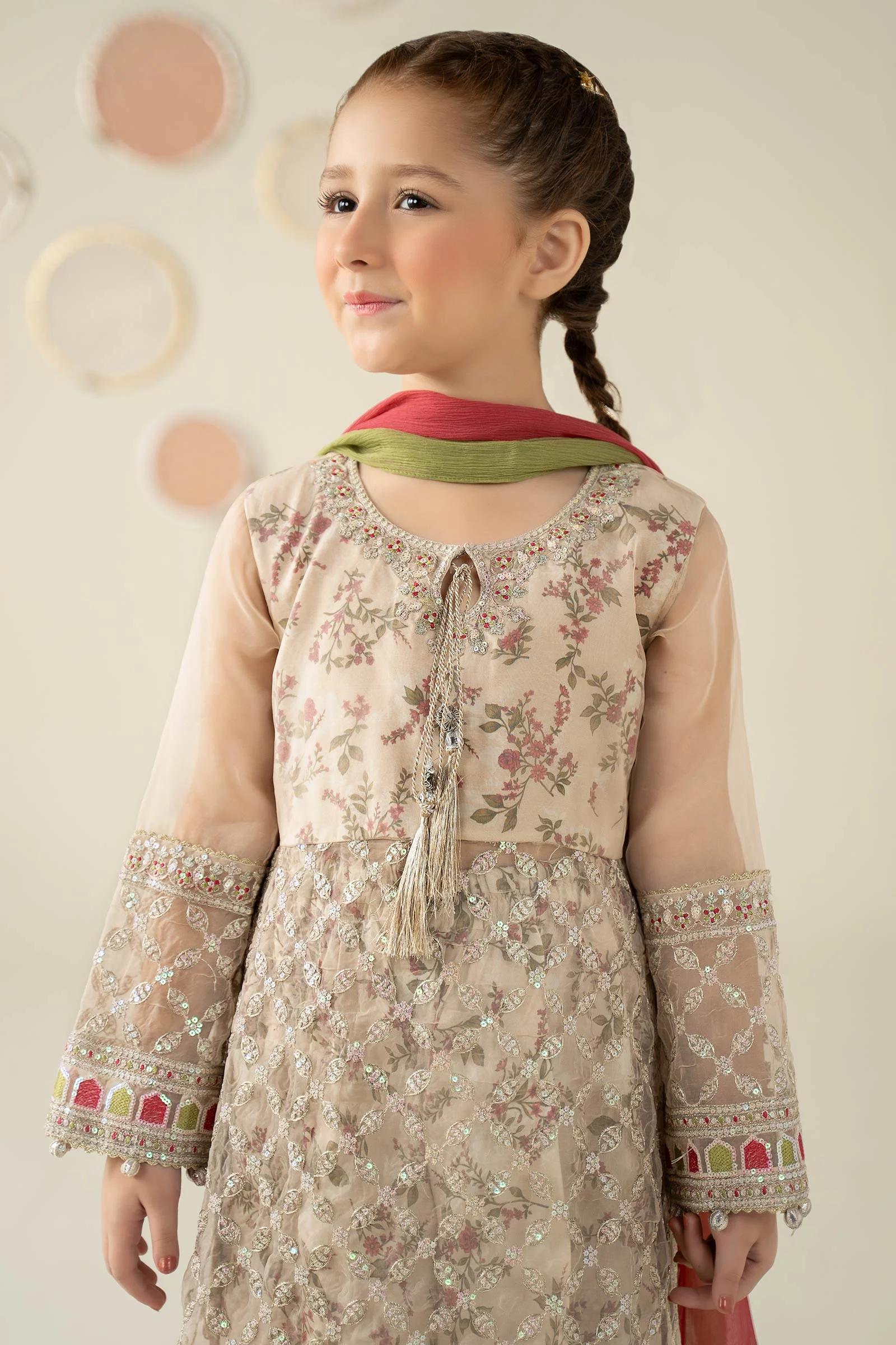 3 Piece Embroidered Organza Suit - Image 2