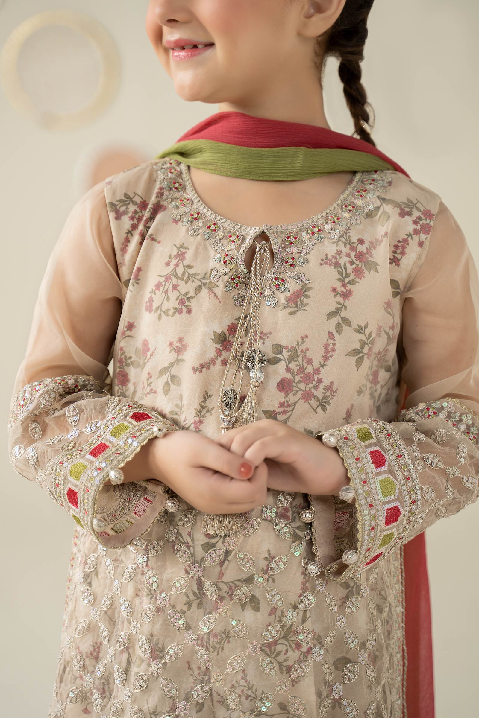 3 Piece Embroidered Organza Suit - Image 4