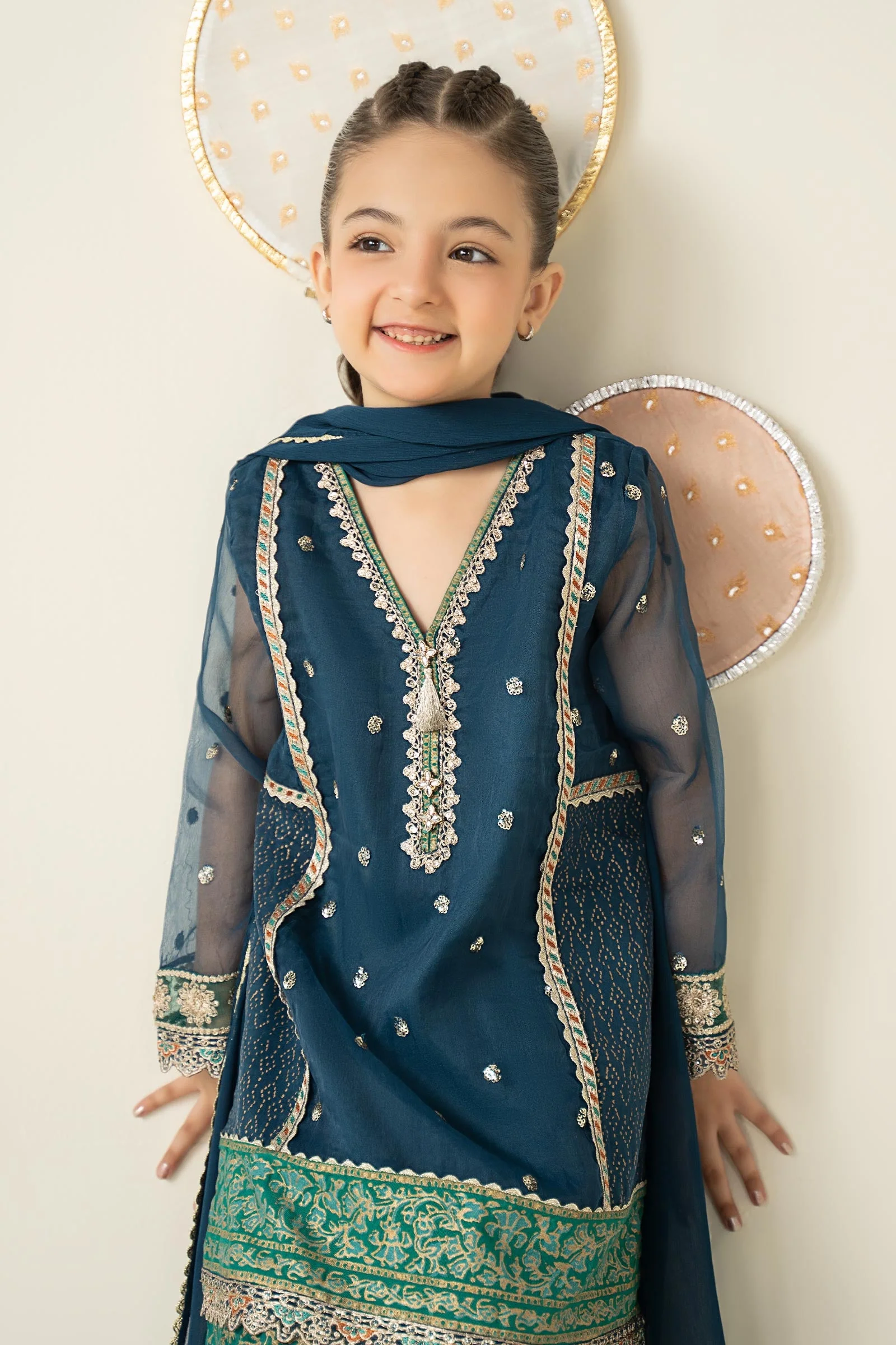 3 Piece Embroidered Organza Suit - Image 2