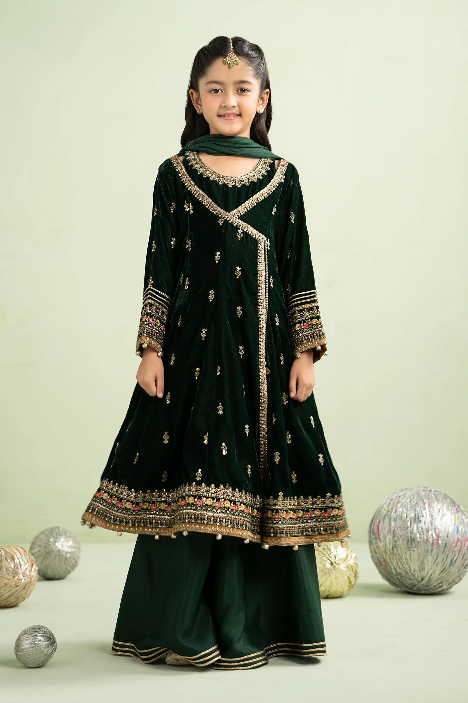 3 Piece Embroidered Velvet Suit