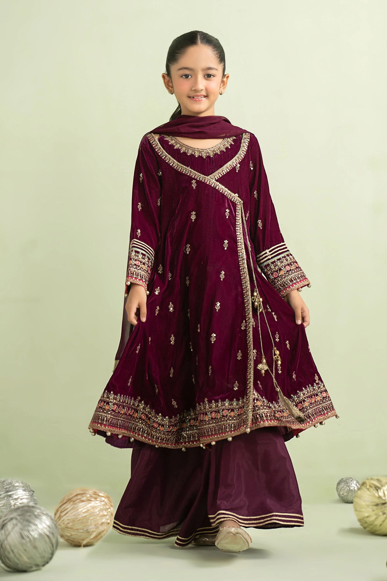 3 Piece Embroidered Velvet Suit