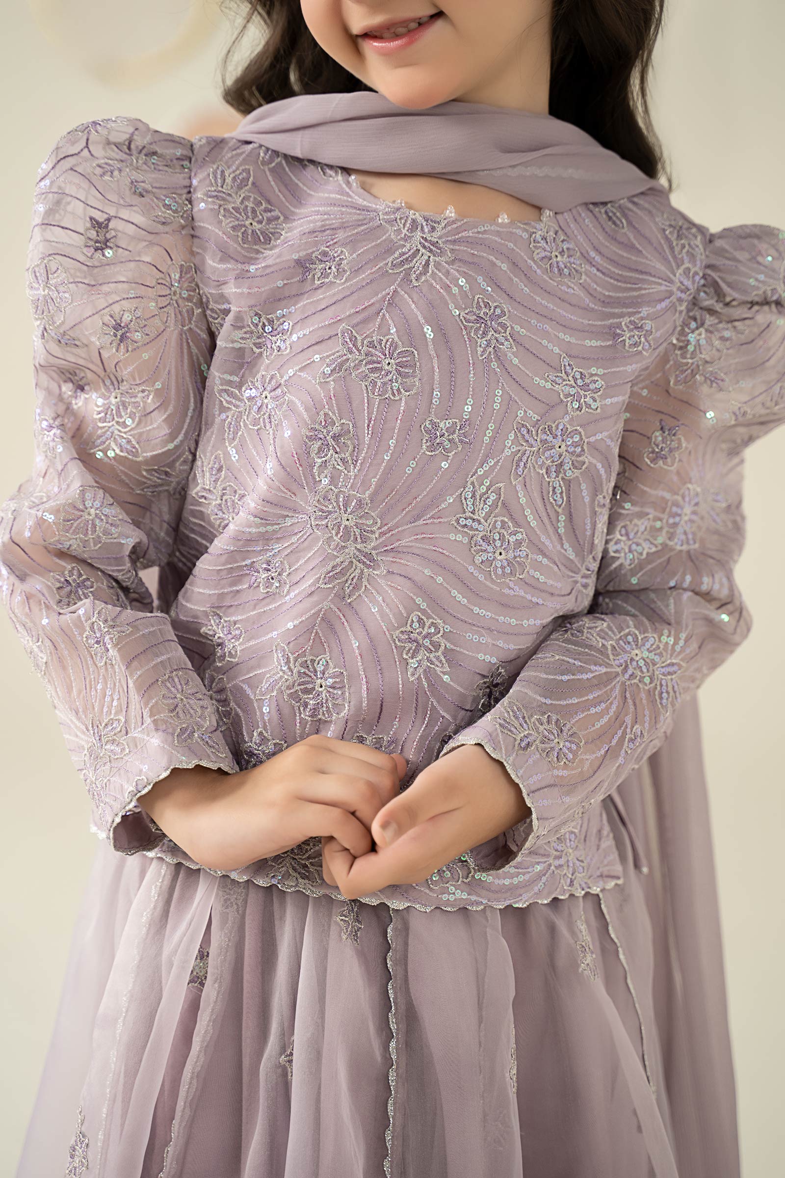 3 Piece Embroidered Organza Suit - Image 4