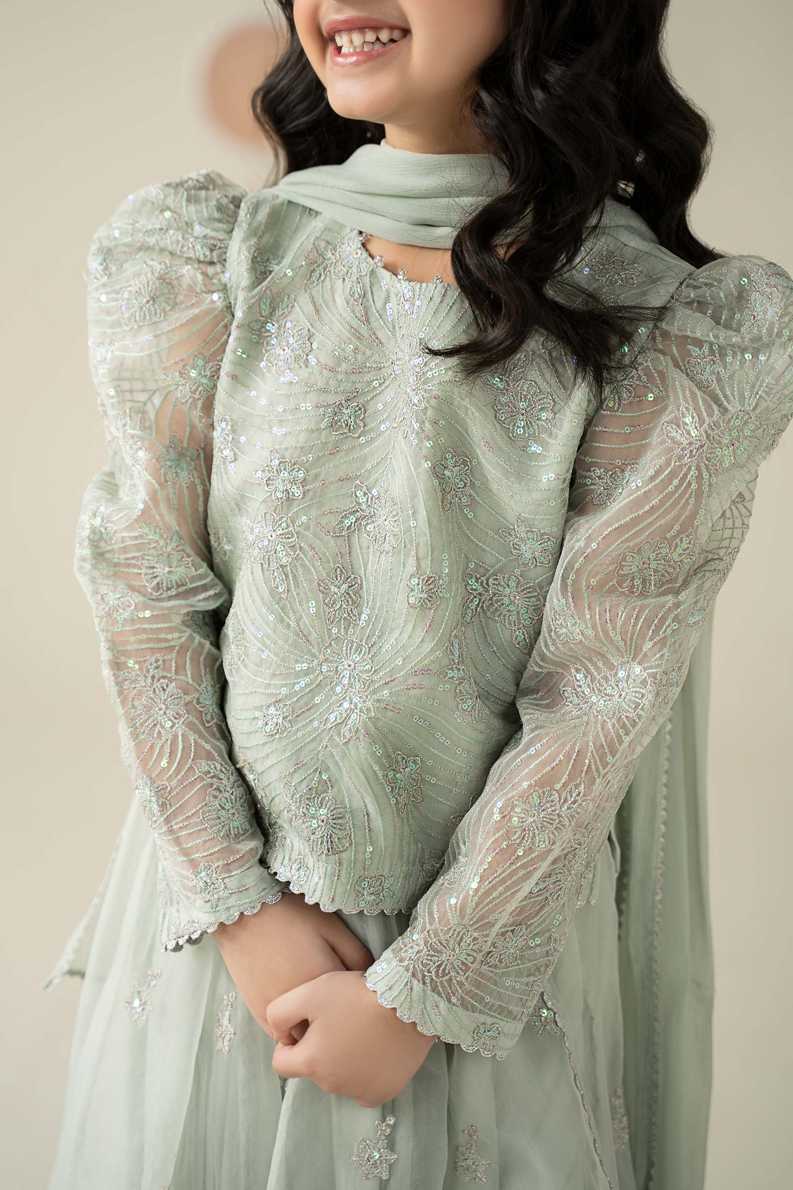 3 Piece Embroidered Organza Suit - Image 4