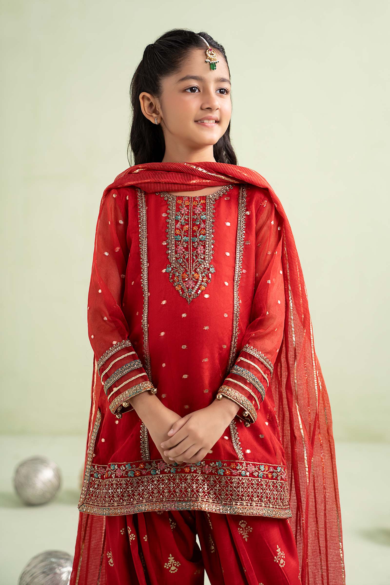 3 Piece Embroidered Lurex Organza Suit - Image 2