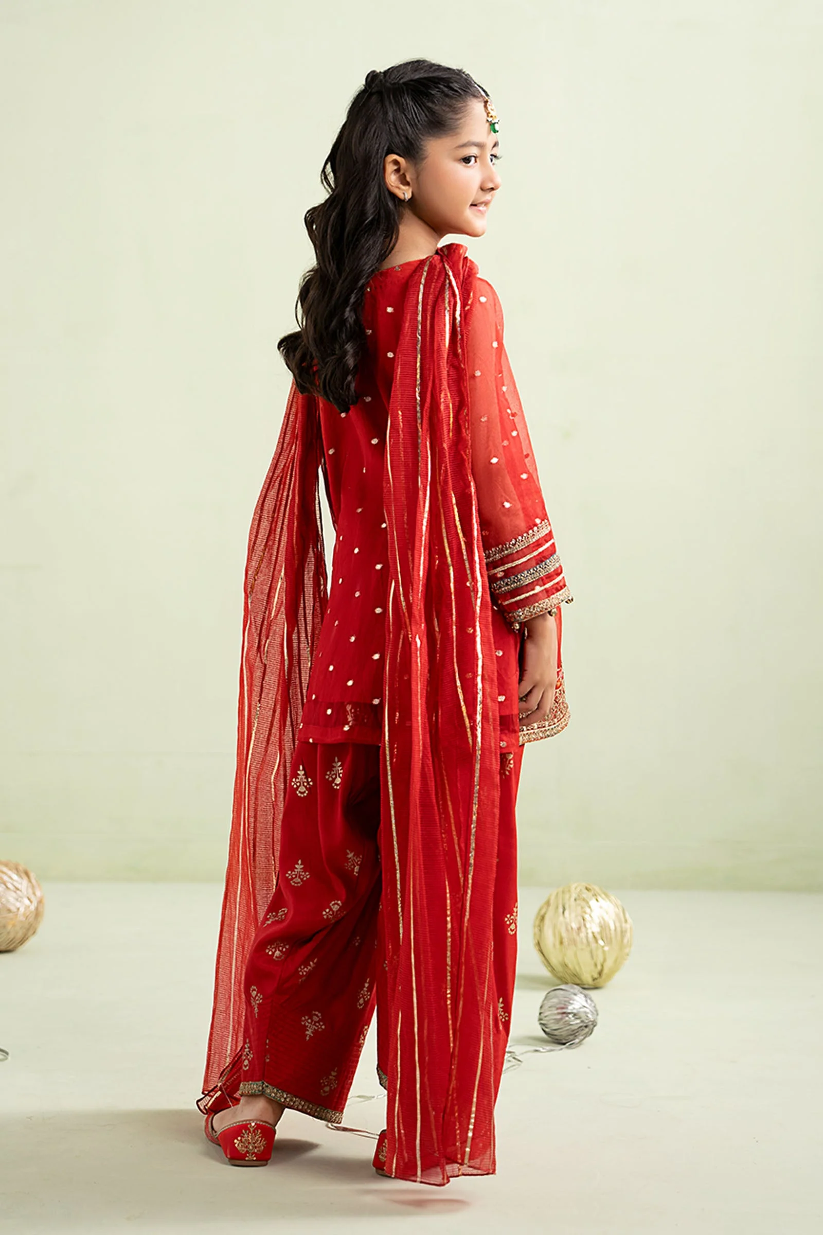 3 Piece Embroidered Lurex Organza Suit - Image 5