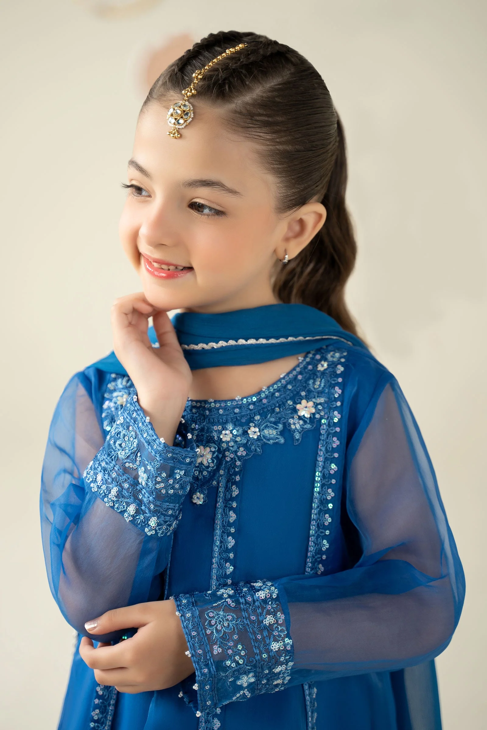 3 Piece Embroidered Organza Suit - Image 5