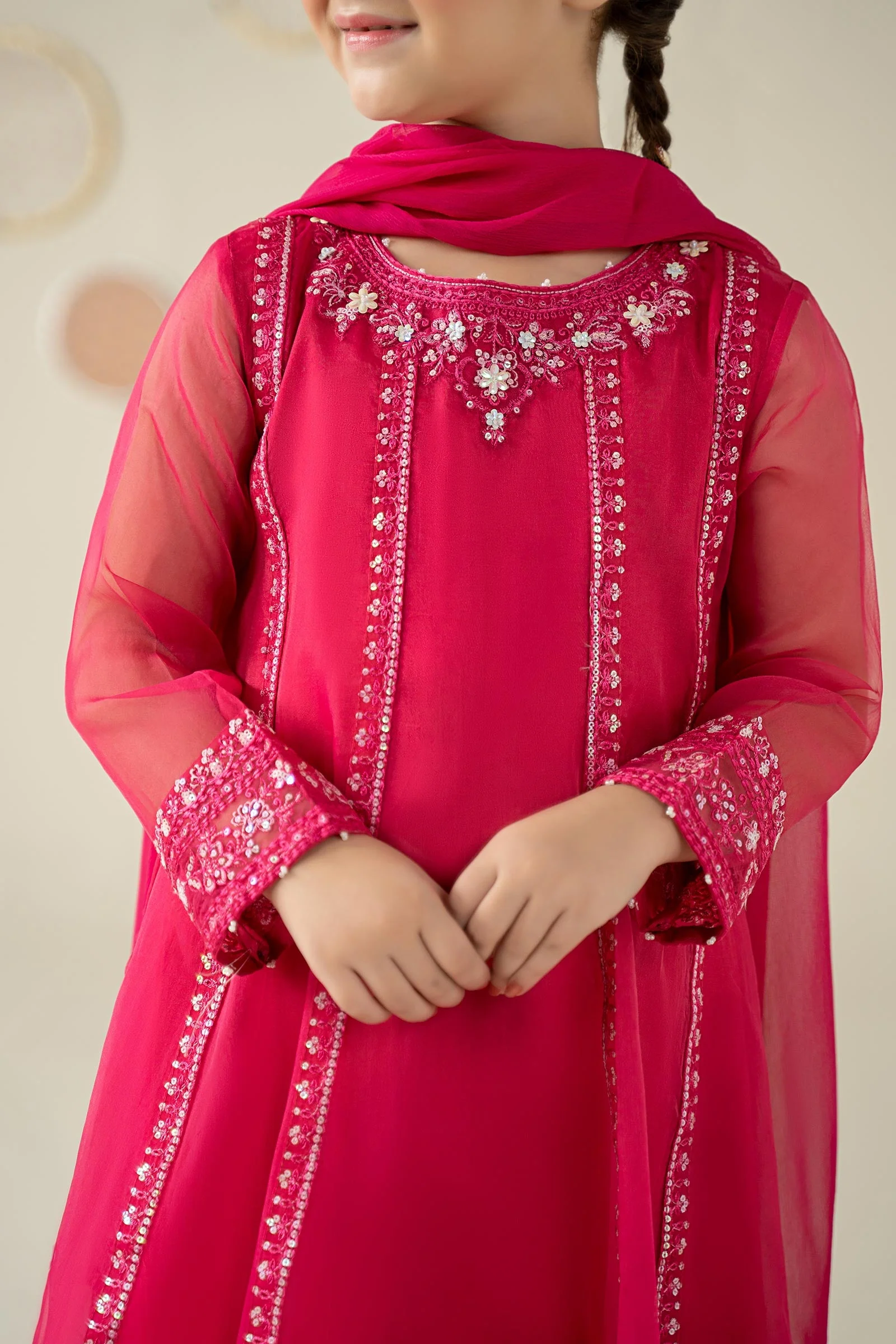 3 Piece Embroidered Organza Suit - Image 5