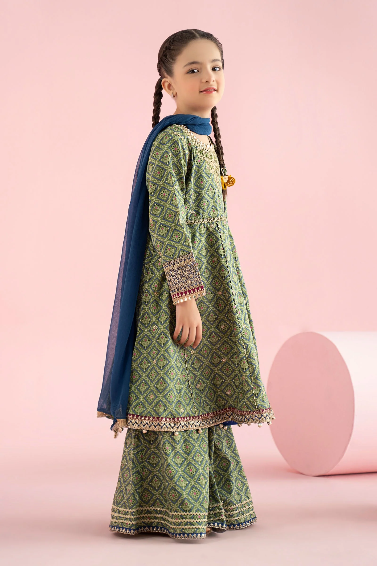 3 Piece Embroidered PK Raw Silk Suit - Image 6