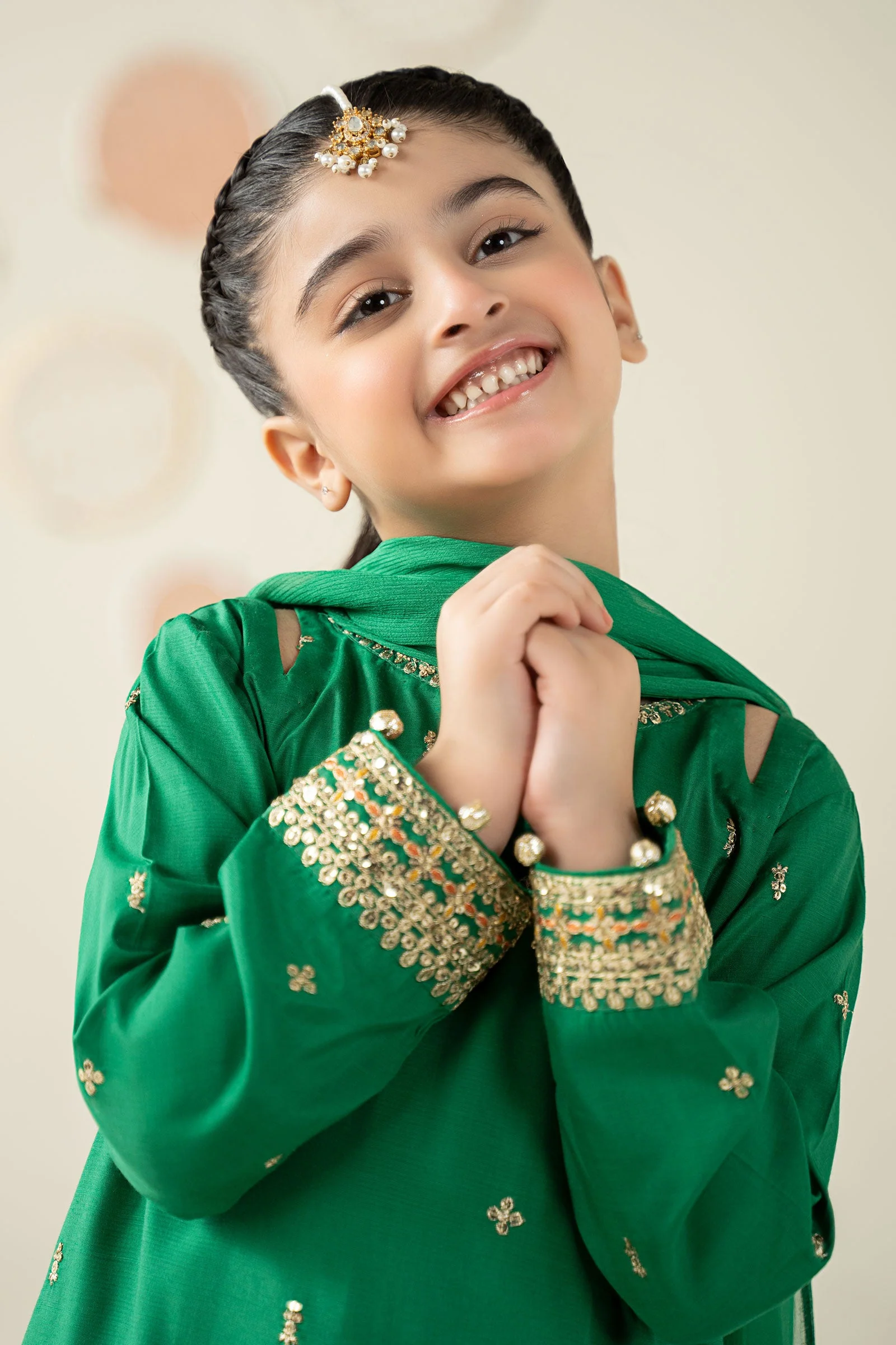 3 Piece Embroidered Raw Silk Suit - Image 2