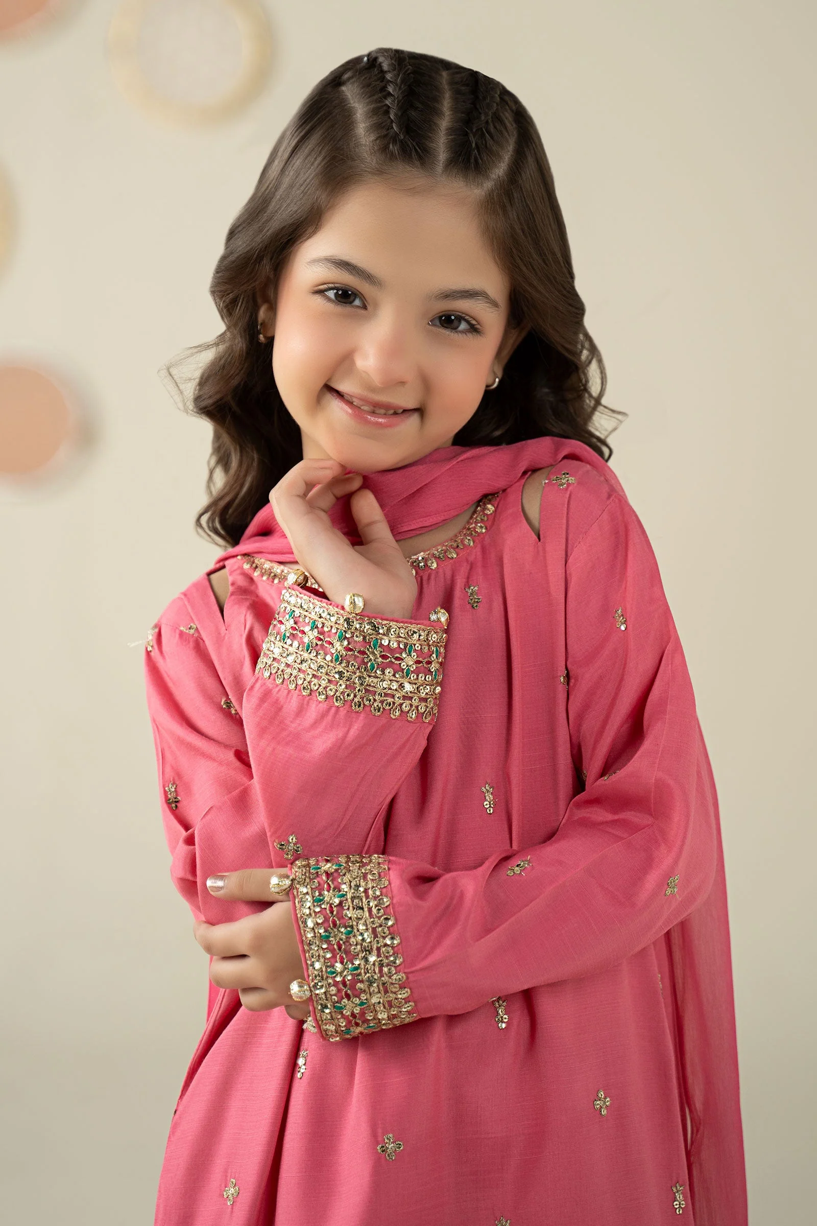 3 Piece Embroidered Raw Silk Suit - Image 2