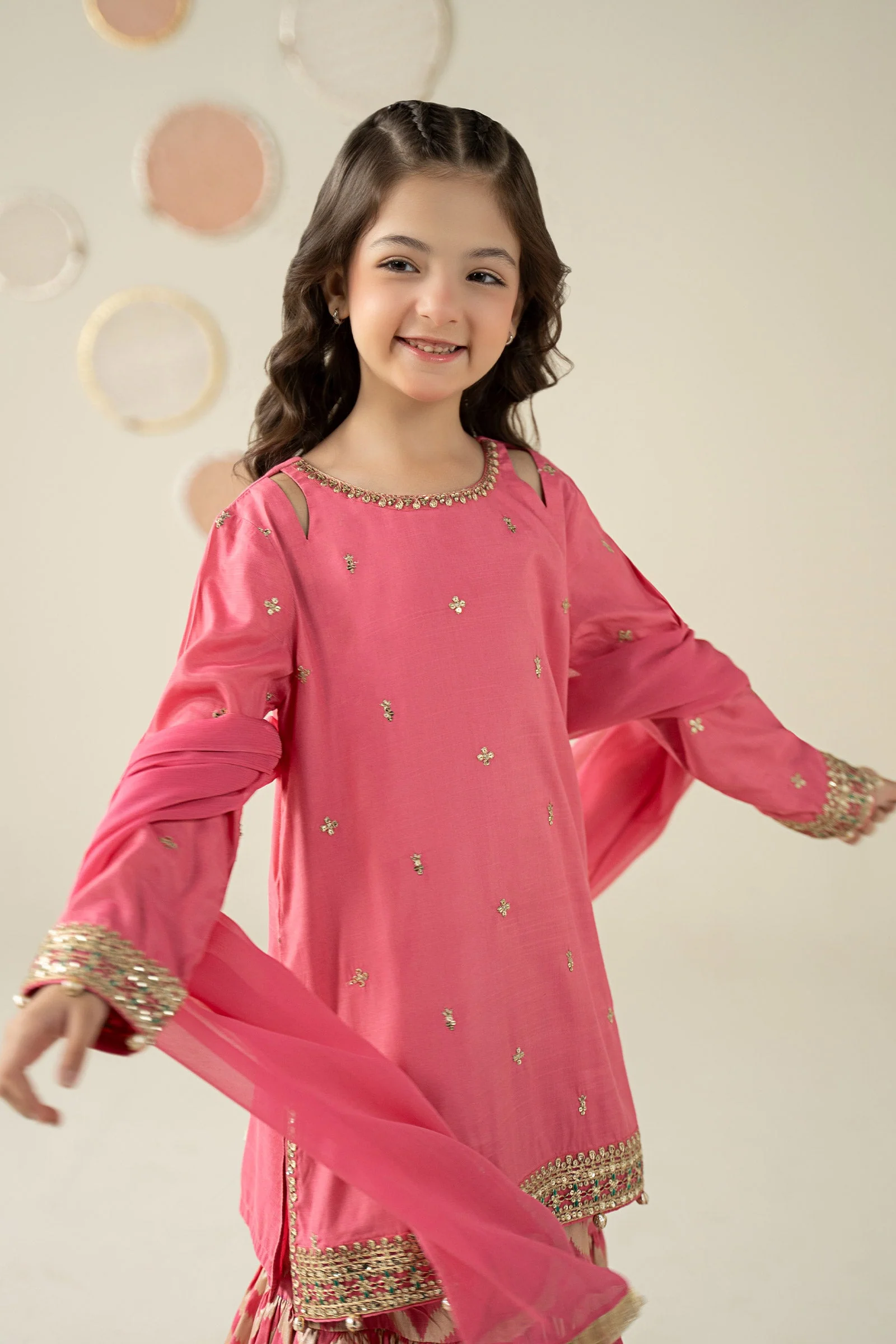 3 Piece Embroidered Raw Silk Suit - Image 3