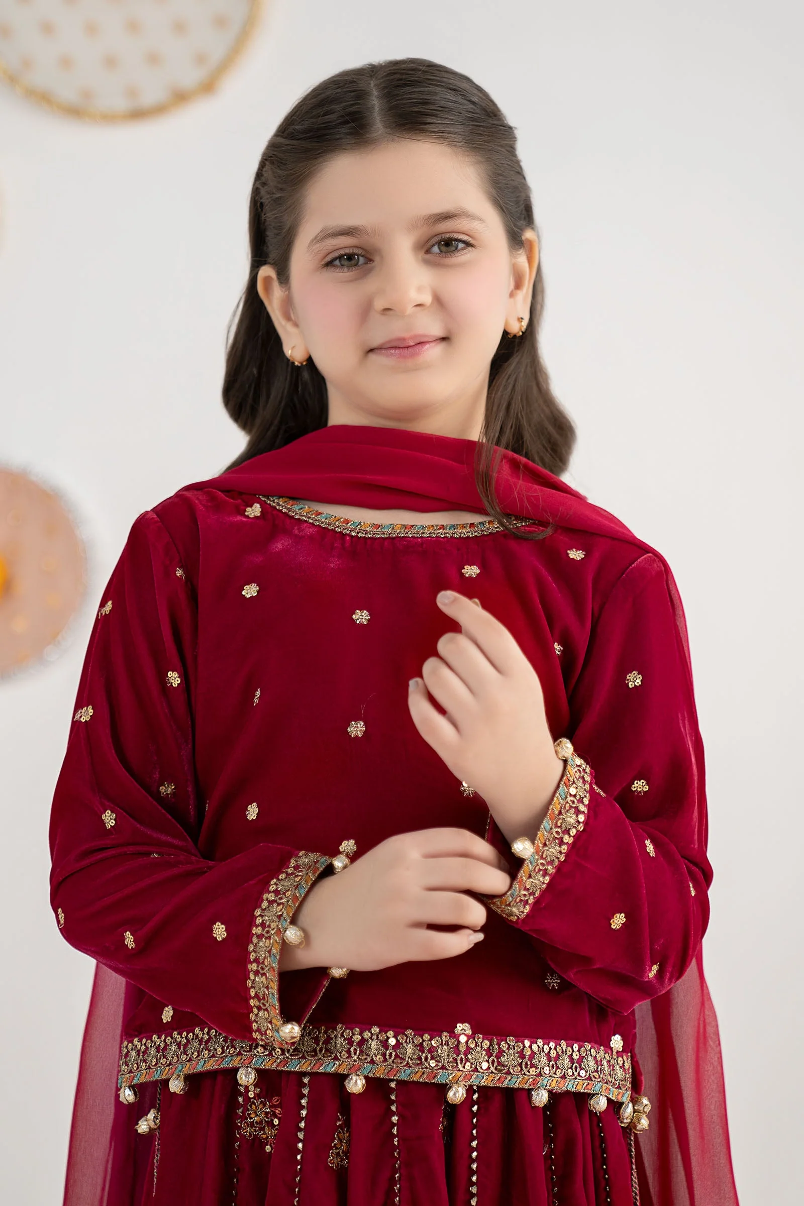 3 Piece Embroidered Velvet Suit - Image 2