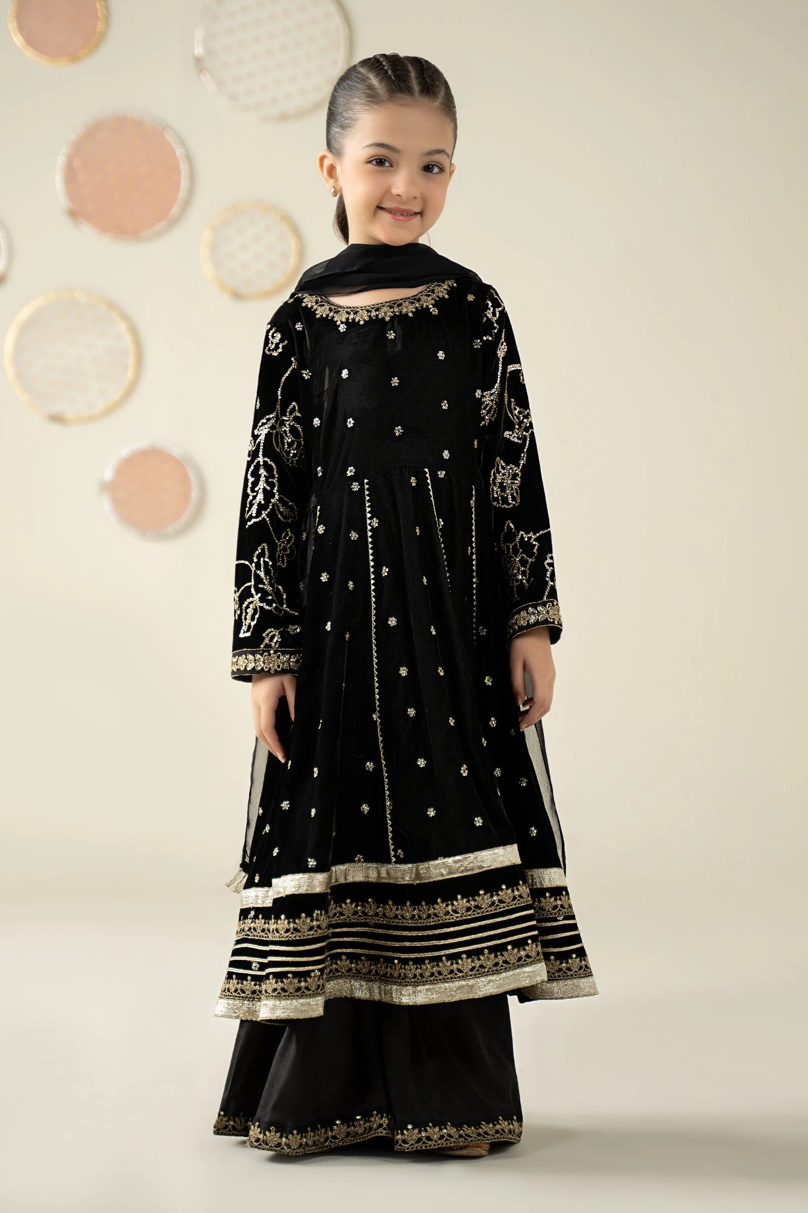 3 Piece Embroidered Velvet Suit