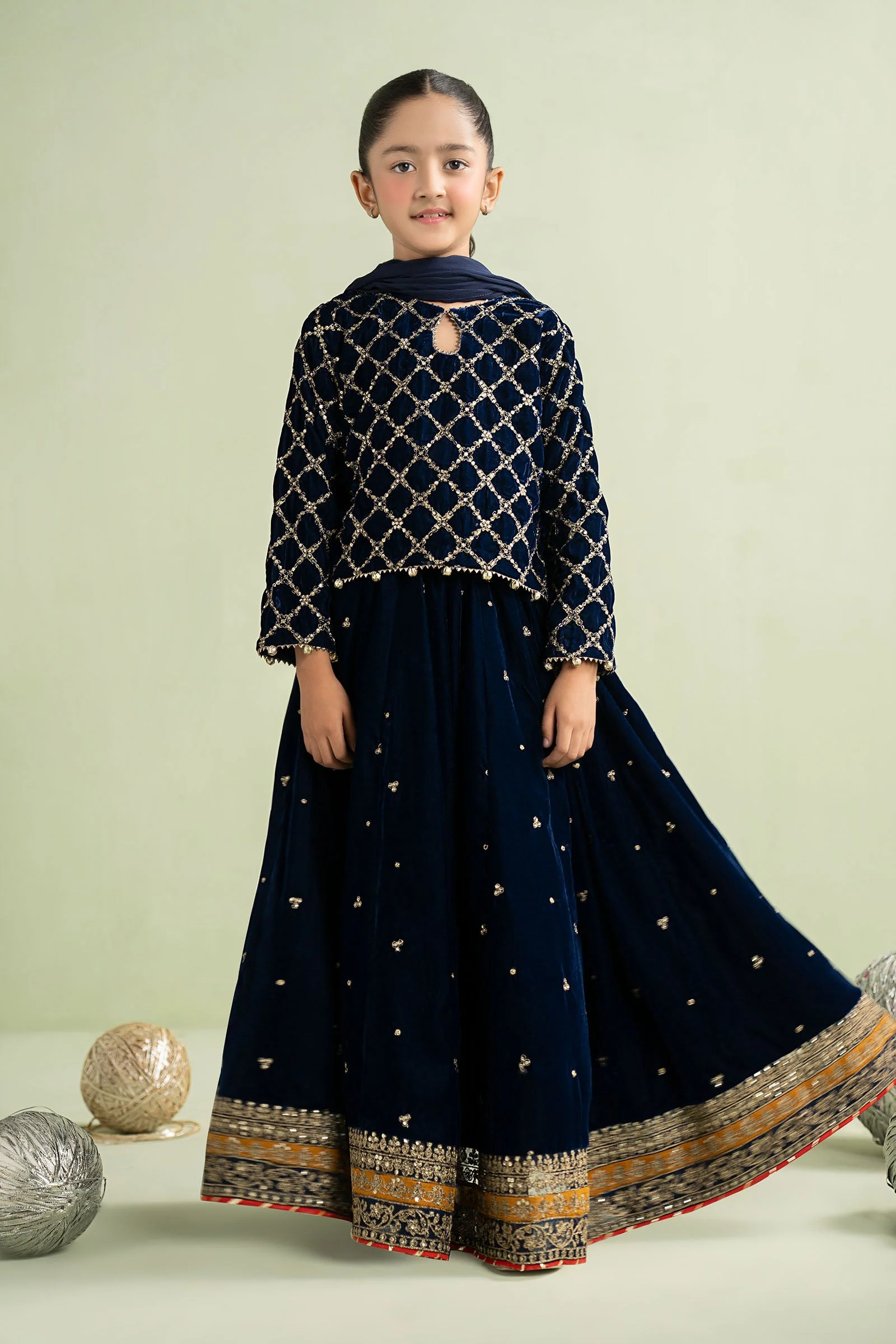 3 Piece Embroidered Velvet Suit