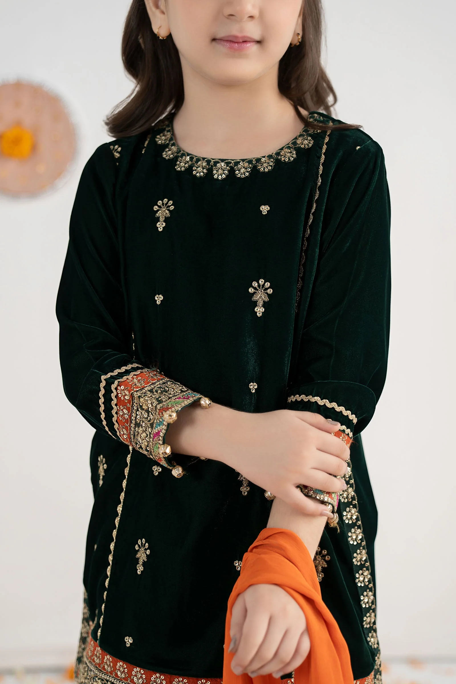 3 Piece Embroidered Velvet Suit - Image 4