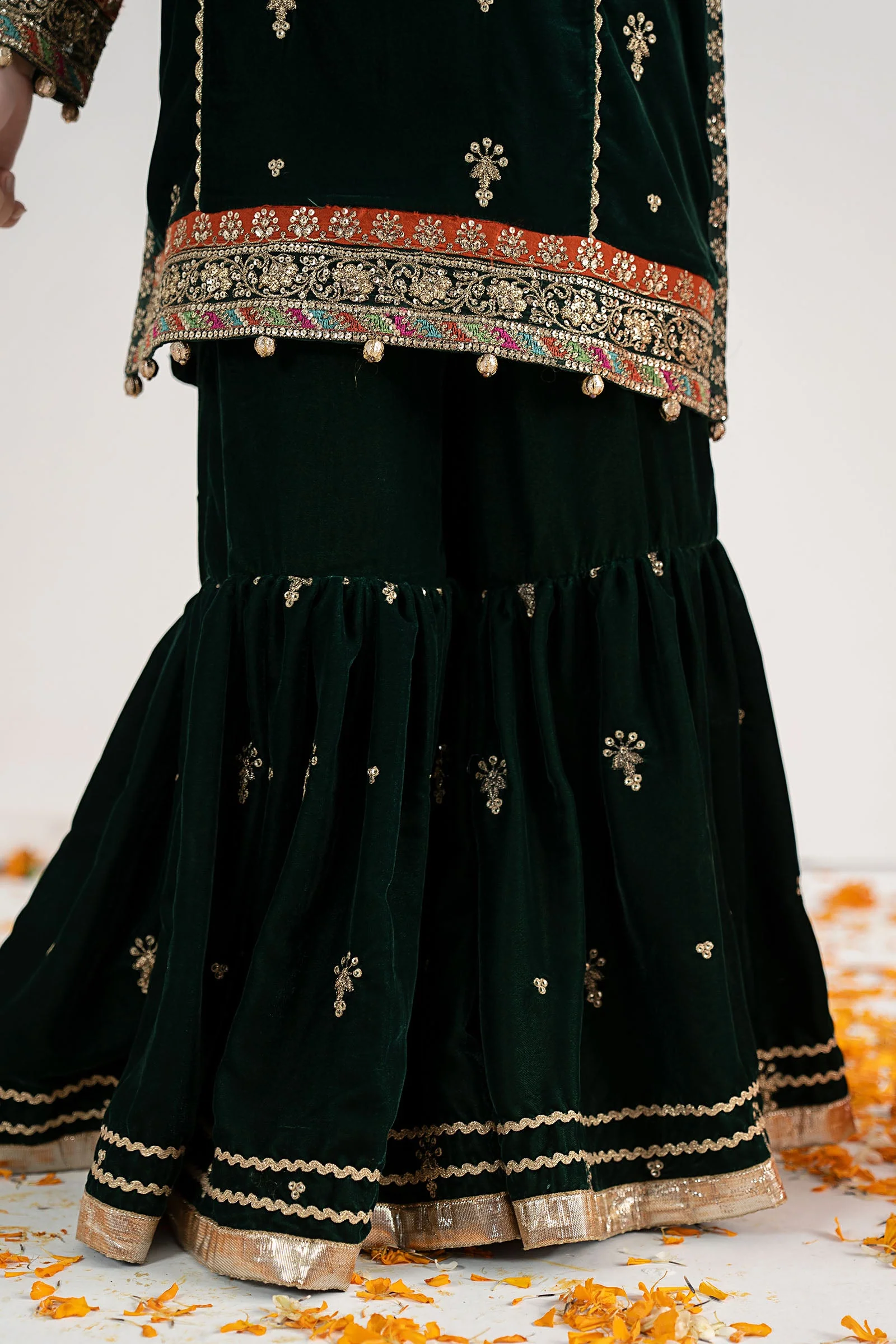 3 Piece Embroidered Velvet Suit - Image 5