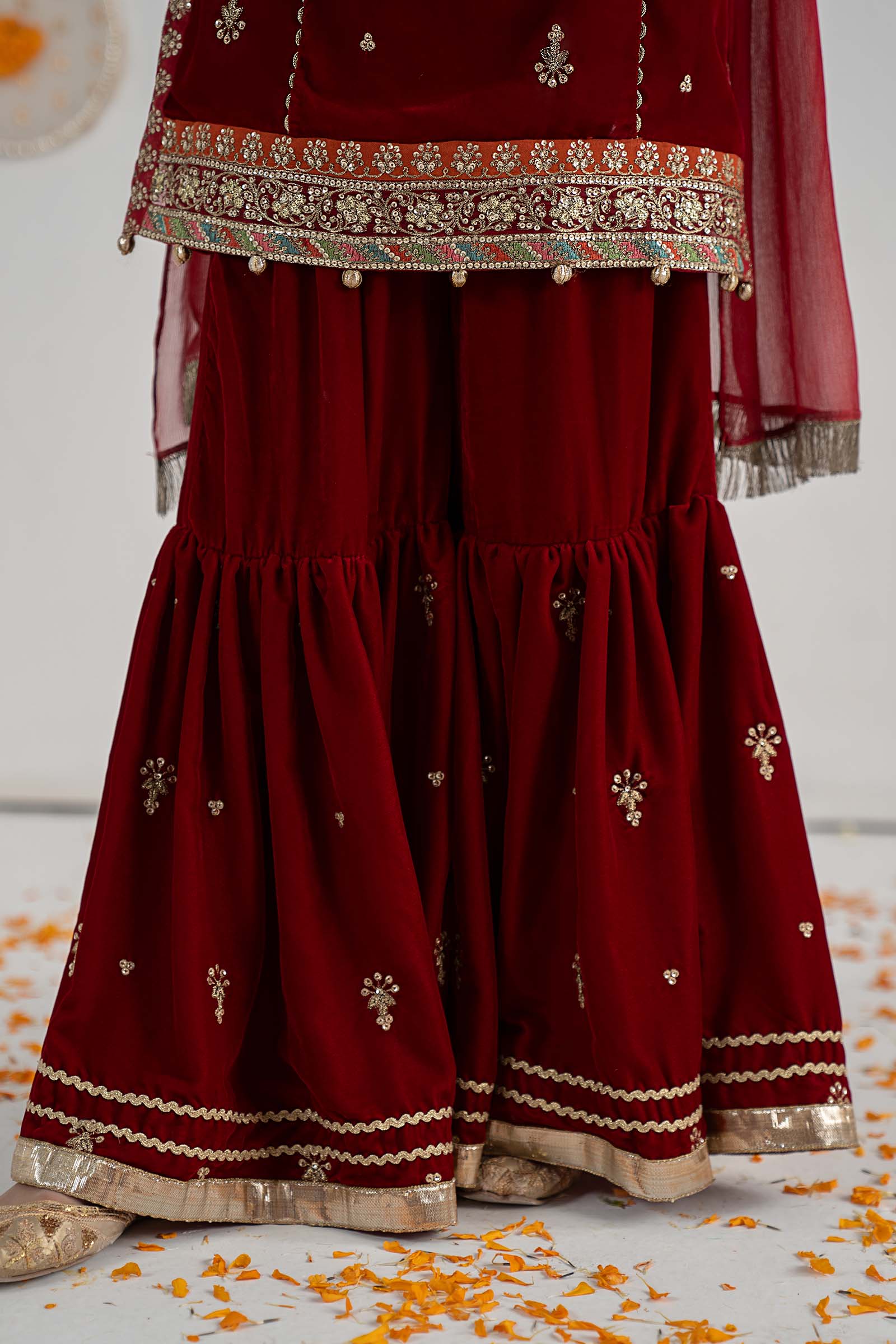3 Piece Embroidered Velvet Suit - Image 5