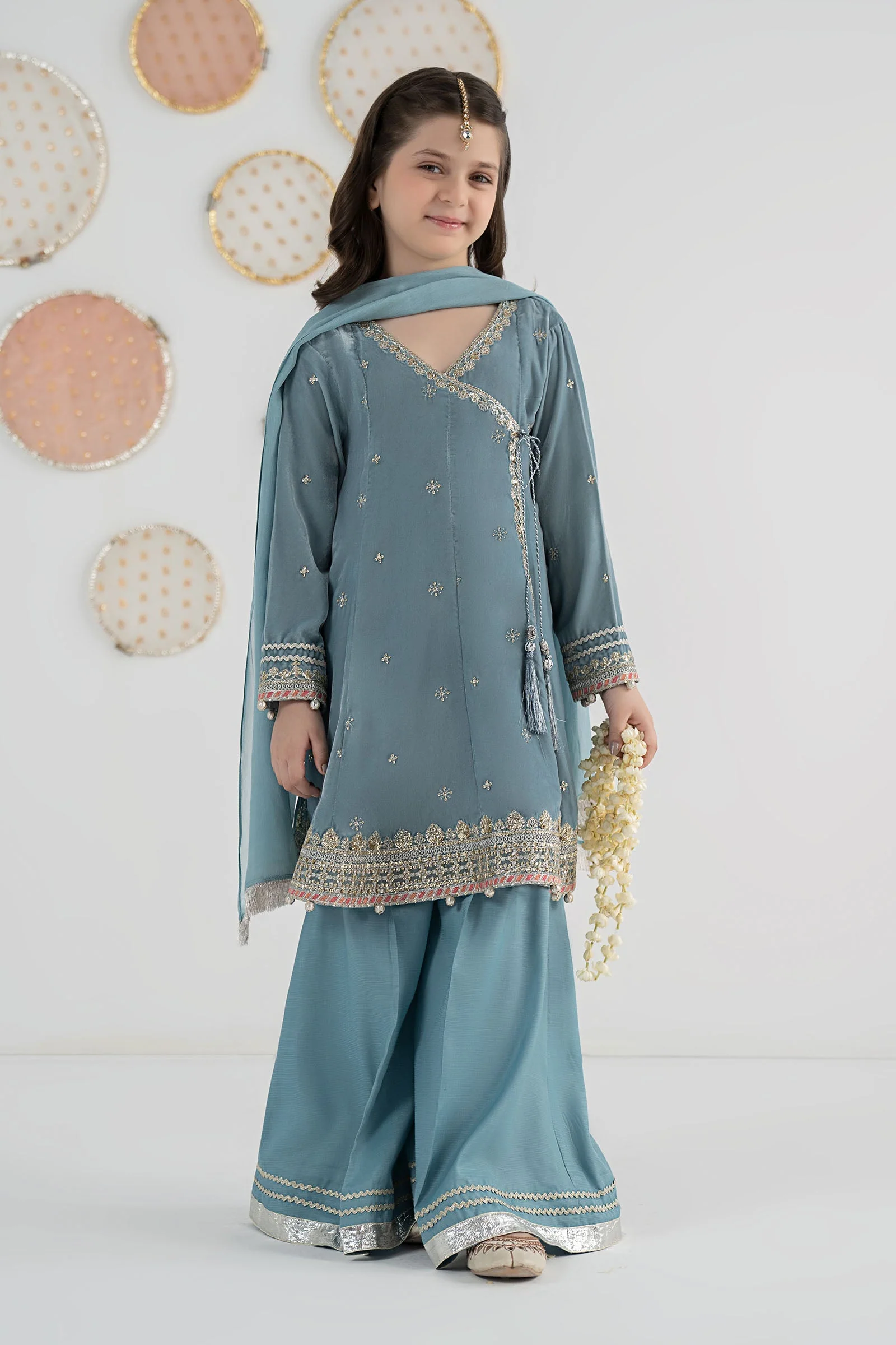 3 Piece Embroidered Velvet Suit
