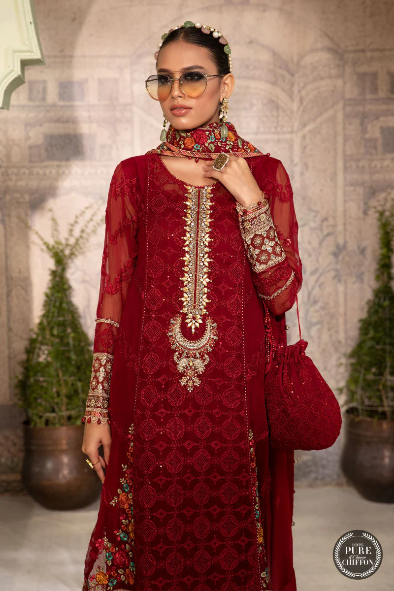 Unstitched Chiffon - MPC-22-201-Ruby Red - Image 2