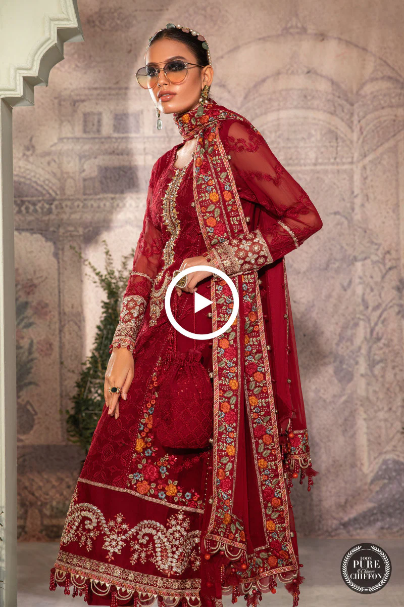Unstitched Chiffon - MPC-22-201-Ruby Red - Image 4