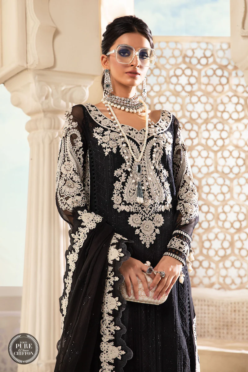 Unstitched Chiffon - MPC-22-204-Black and White - Image 2