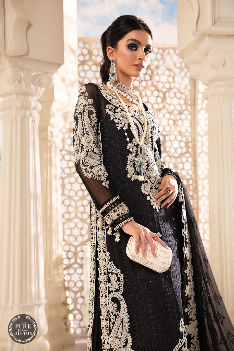 Unstitched Chiffon - MPC-22-204-Black and White - Image 3