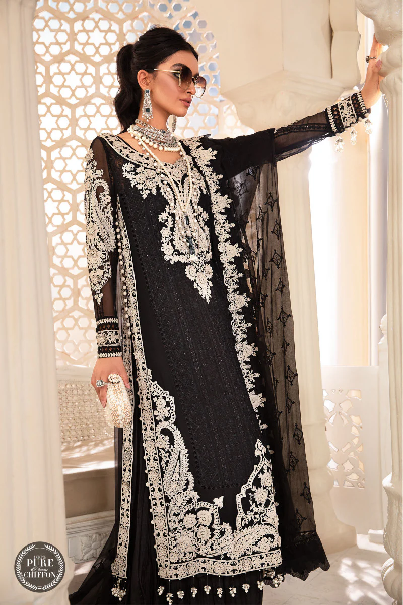 Unstitched Chiffon - MPC-22-204-Black and White - Image 4