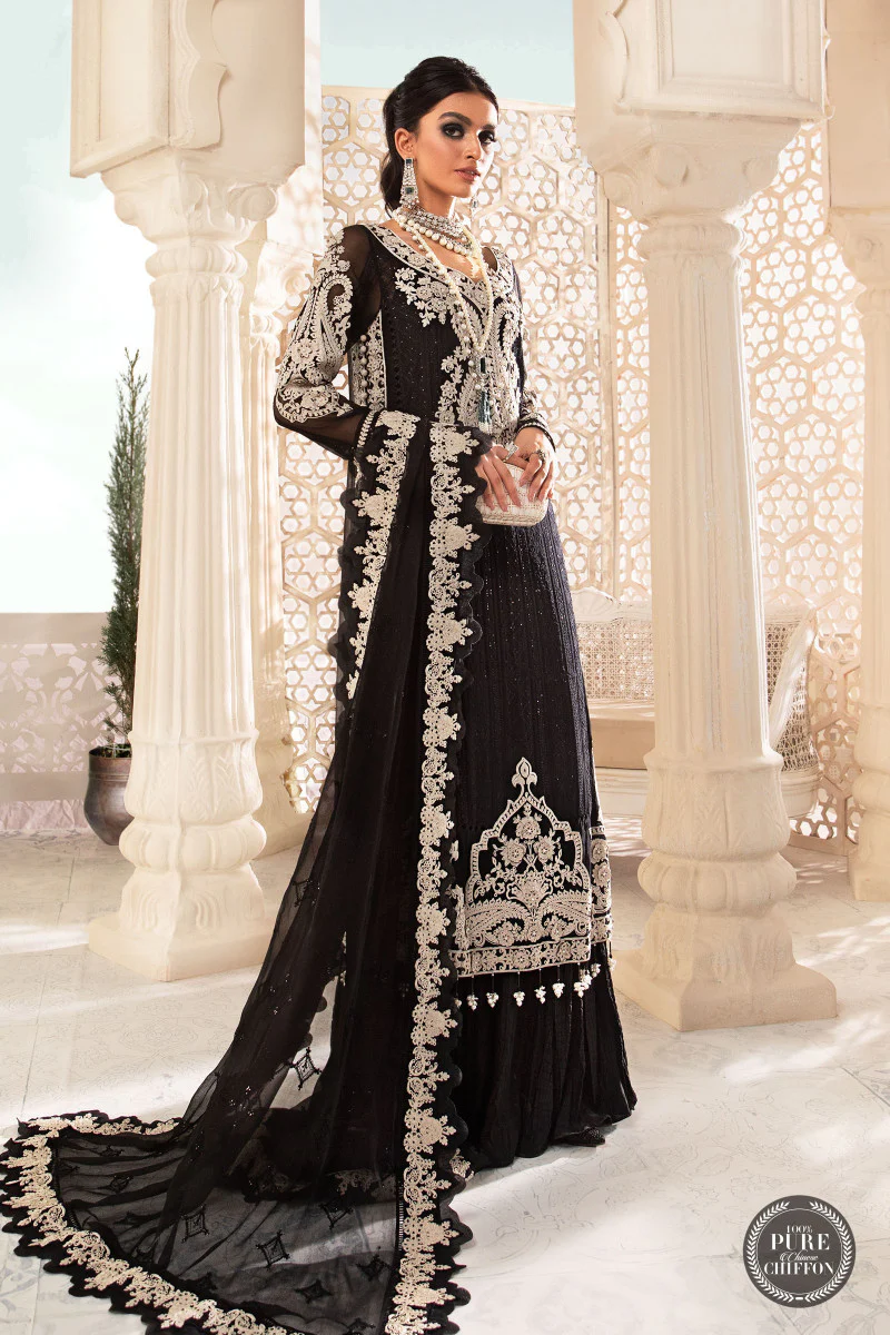 Unstitched Chiffon - MPC-22-204-Black and White - Image 5