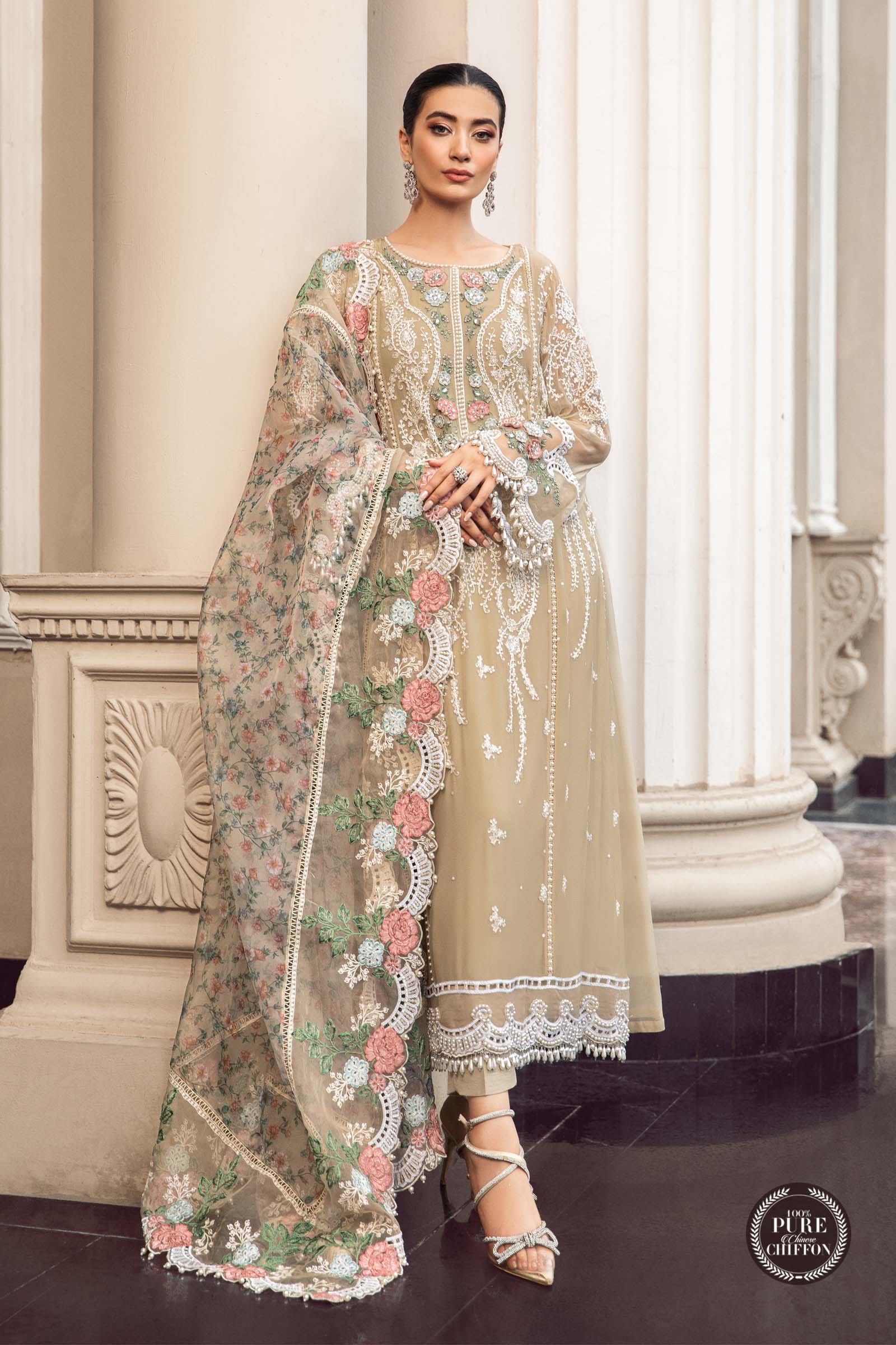 Unstitched Chiffon | MPC-23-101 Coffee - Image 4