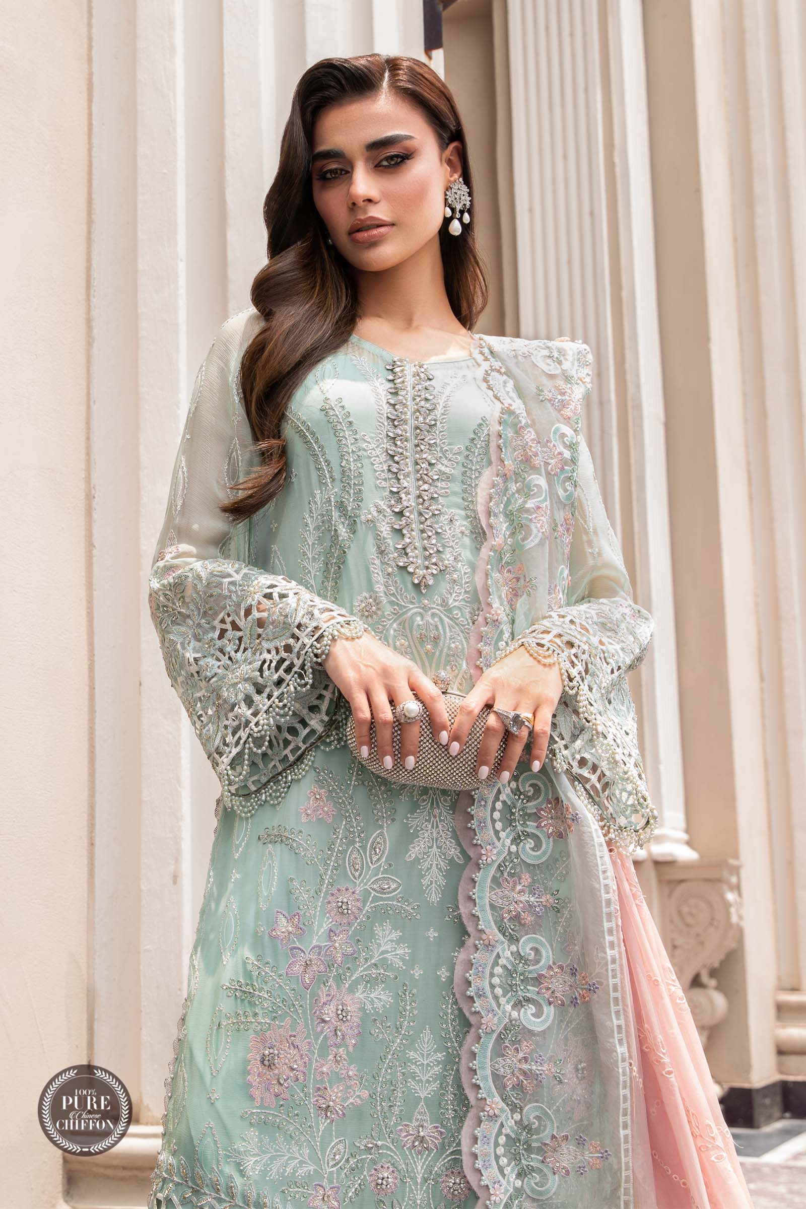 Unstitched Chiffon | MPC-23-104 Mint Green - Image 2