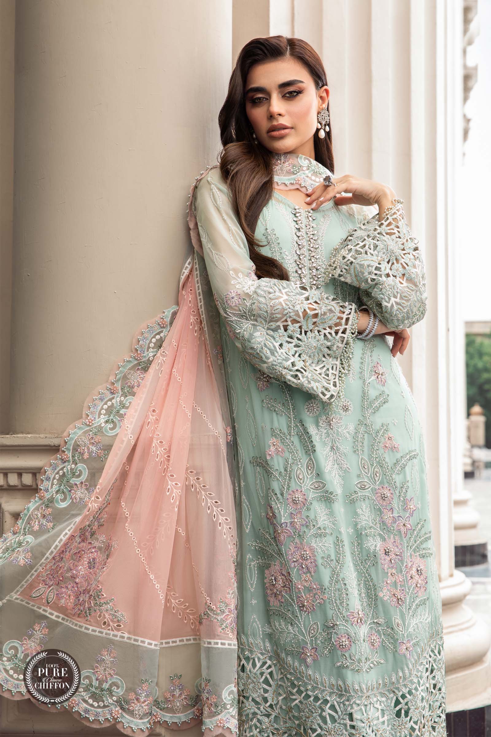 Unstitched Chiffon | MPC-23-104 Mint Green - Image 3