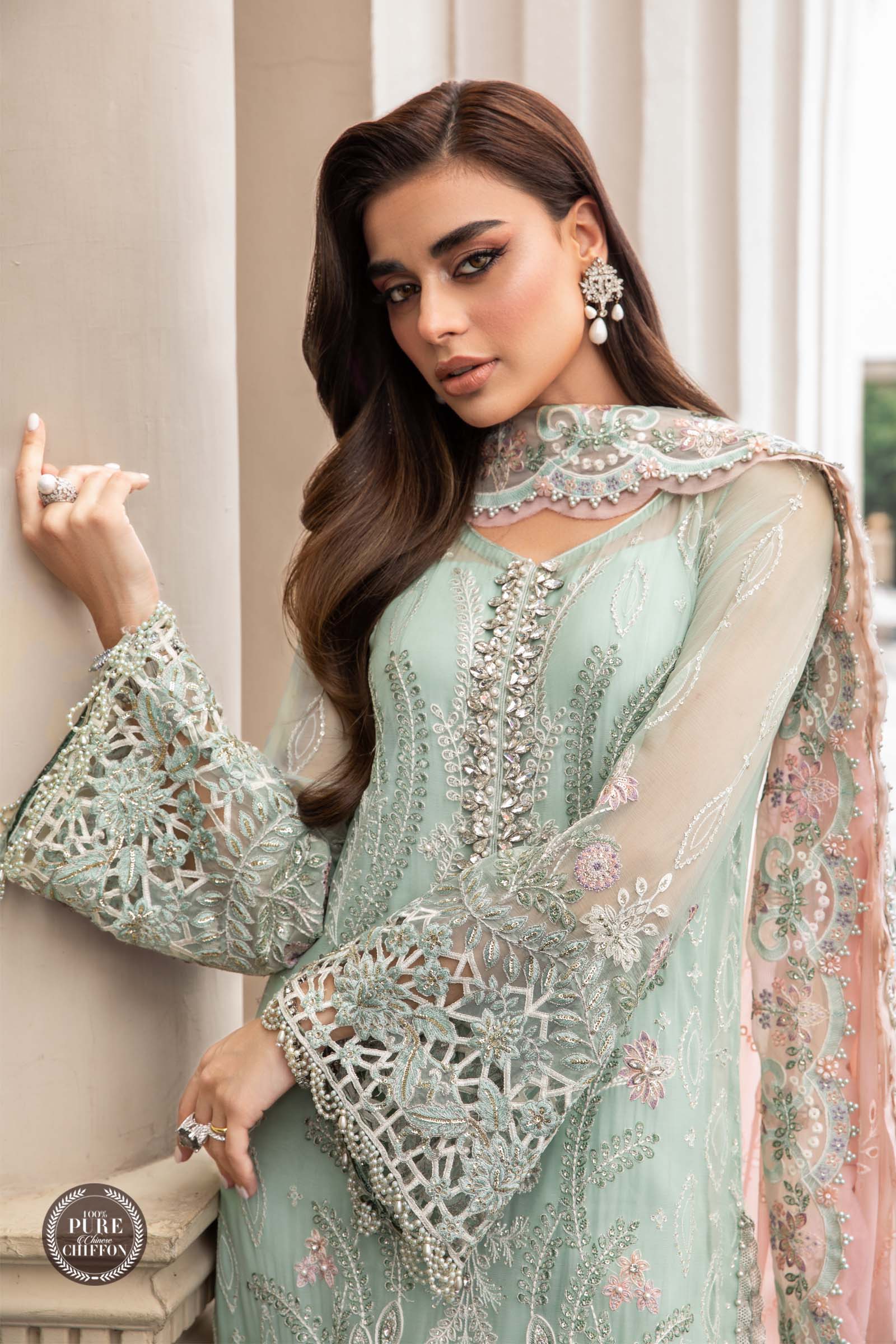 Unstitched Chiffon | MPC-23-104 Mint Green - Image 4