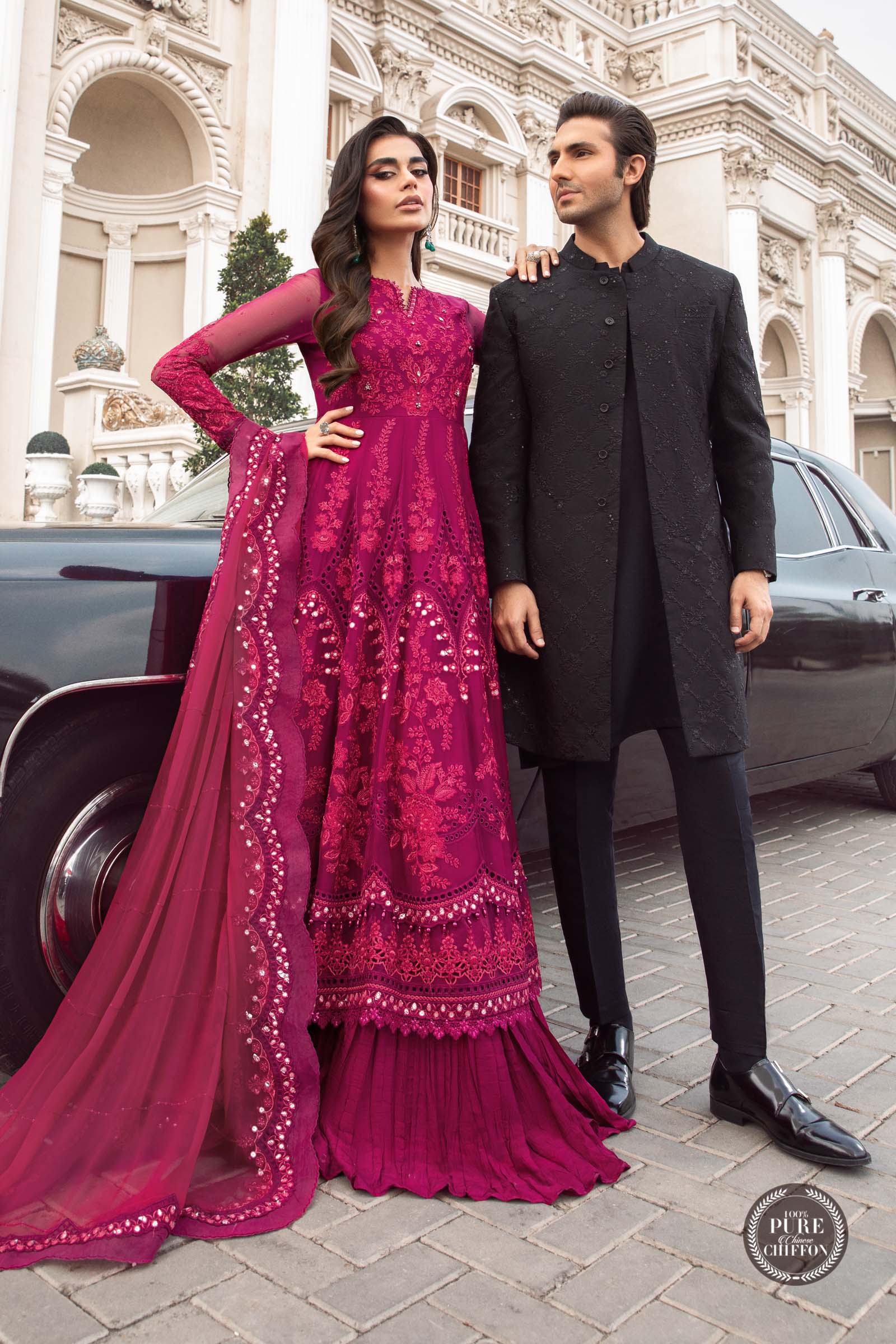 Unstitched Chiffon | MPC-23-107 Magenta Pink - Image 5