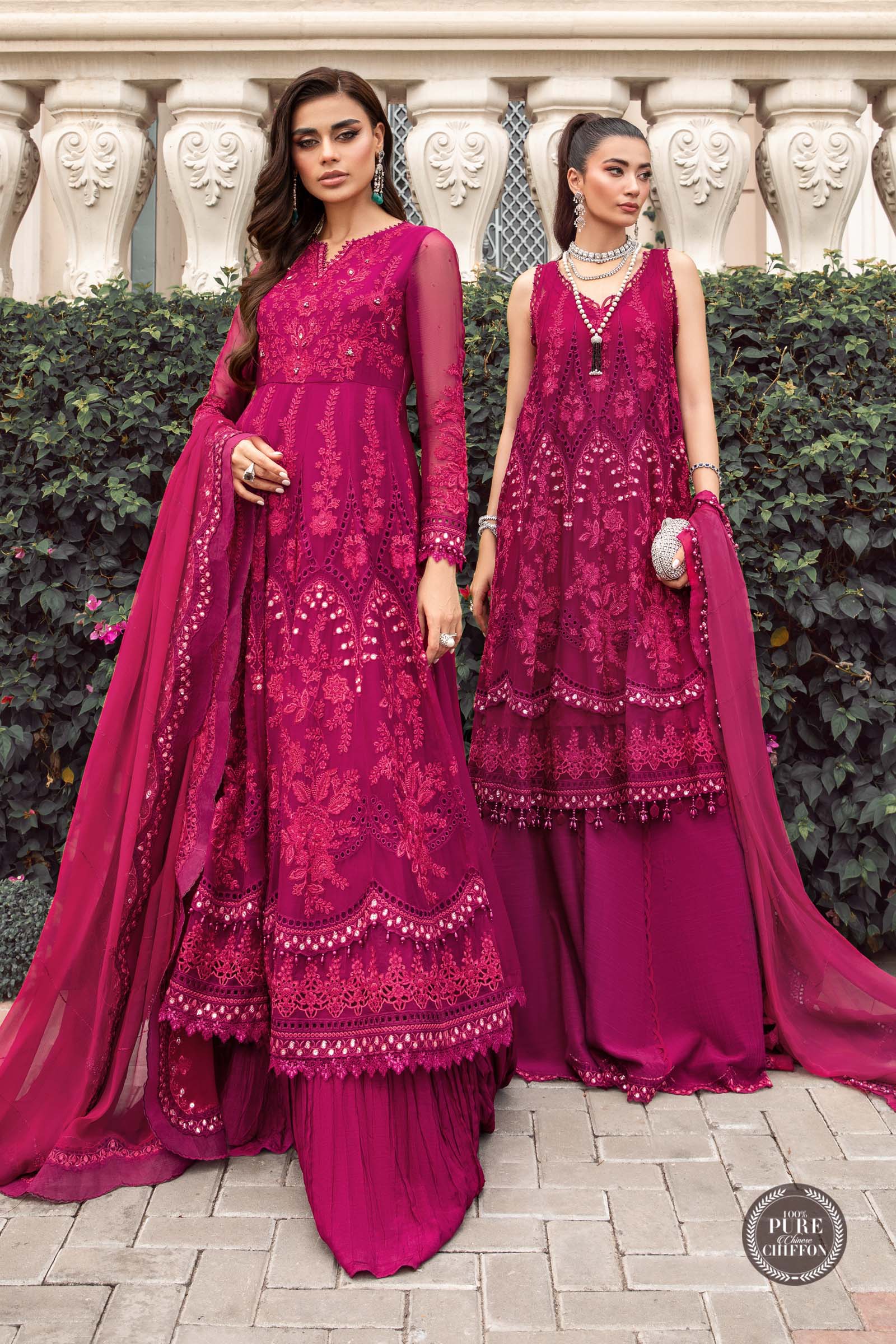 Unstitched Chiffon | MPC-23-107 Magenta Pink - Image 6