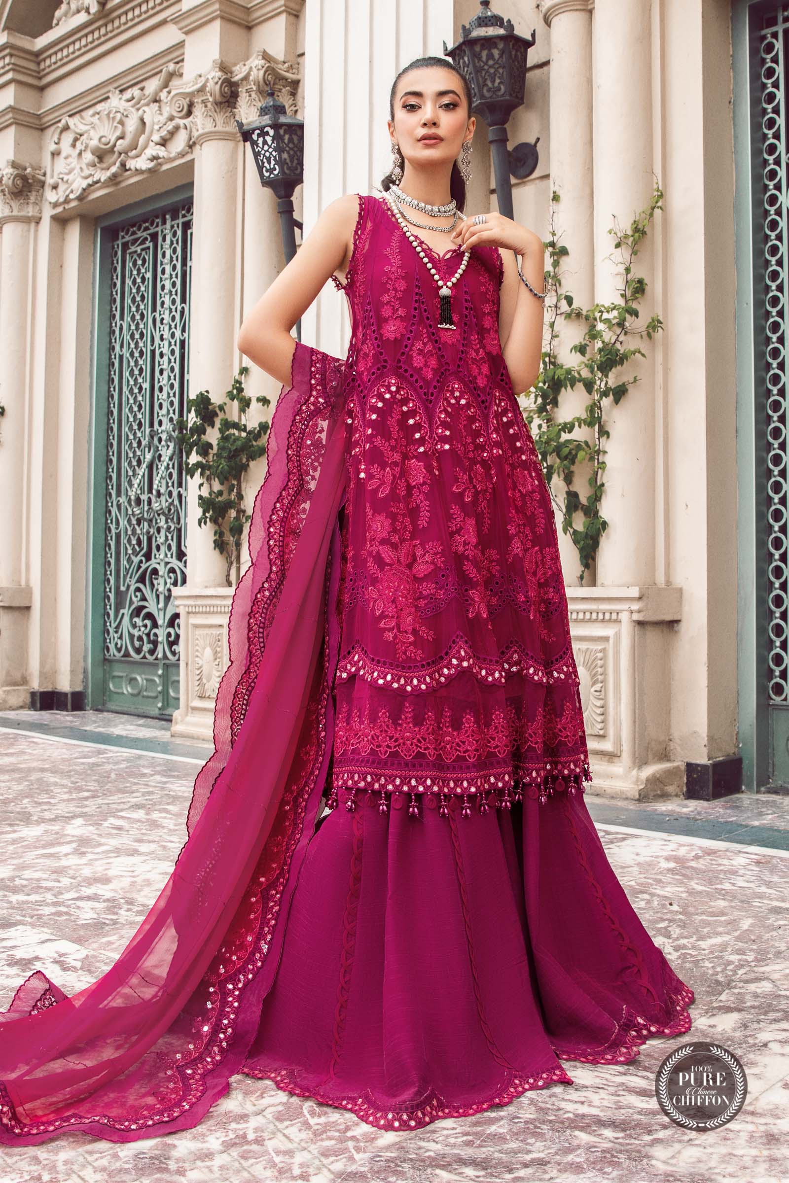 Unstitched Chiffon | MPC-23-107 Magenta Pink - Image 7