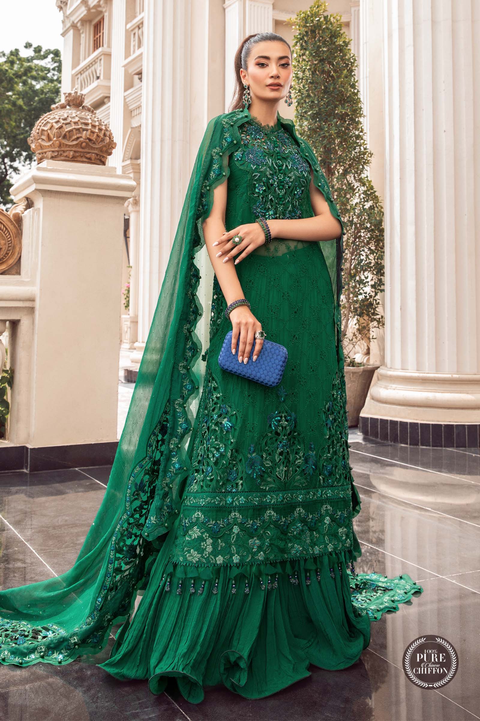 Unstitched Chiffon | MPC-23-108 Emerald Green - Image 6