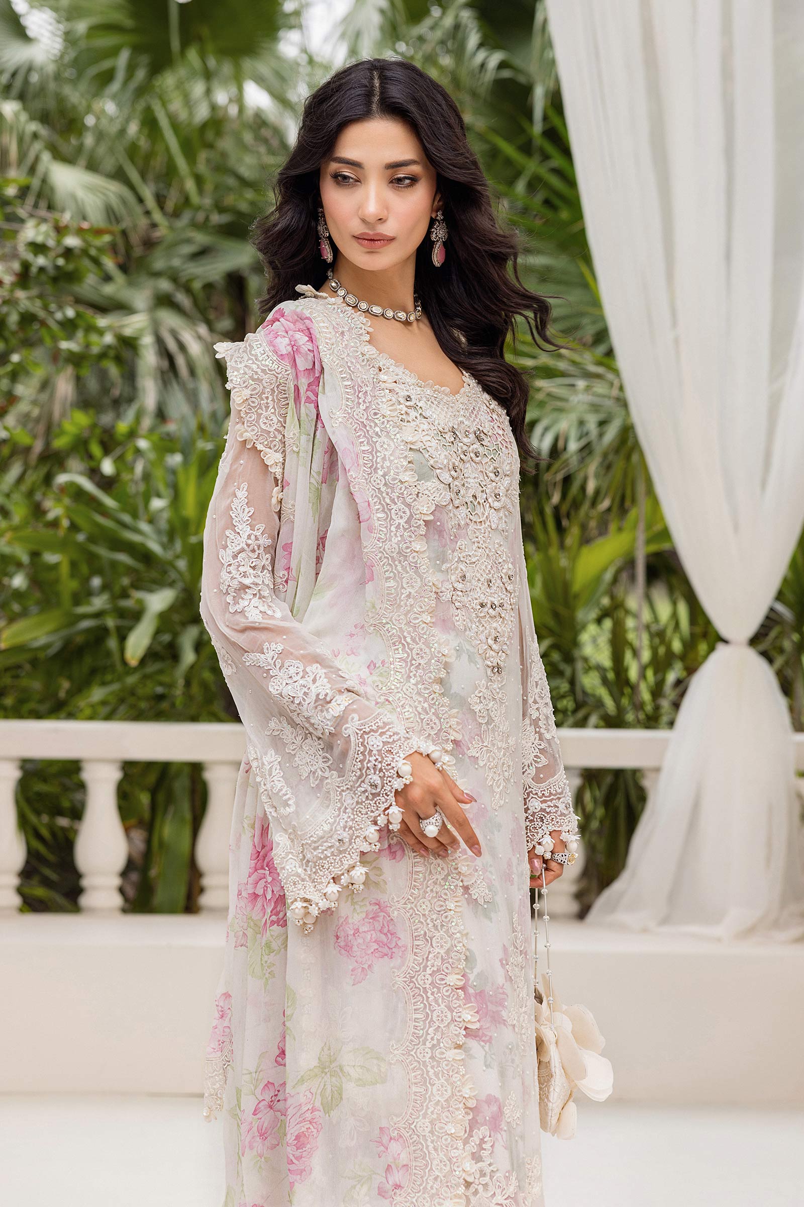 3 Piece Unstitched Embroidered Chiffon Suit | MPC-25-101 - Image 4
