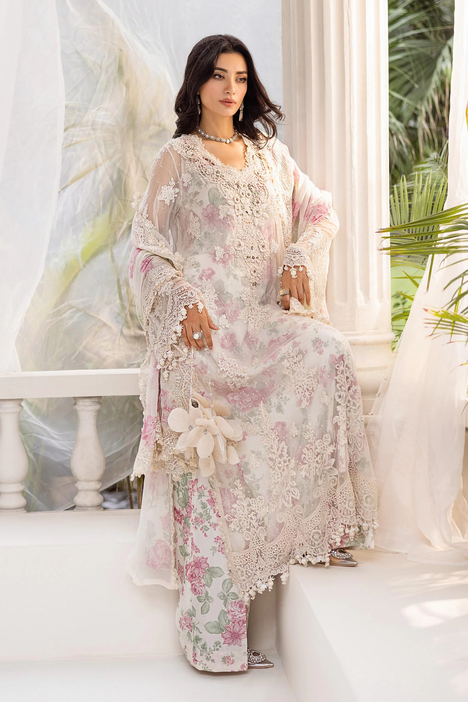 3 Piece Unstitched Embroidered Chiffon Suit | MPC-25-101 - Image 5