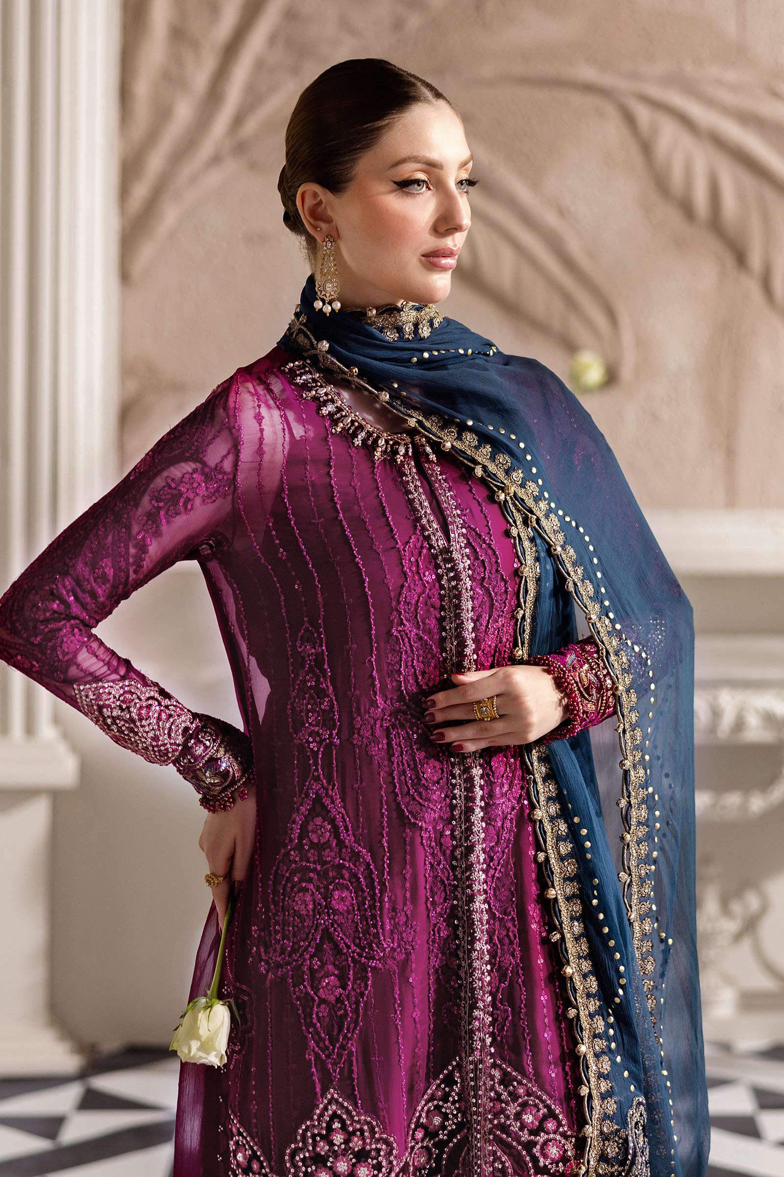 3 Piece Unstitched Embroidered Chiffon Suit | MPC-25-102 - Image 2